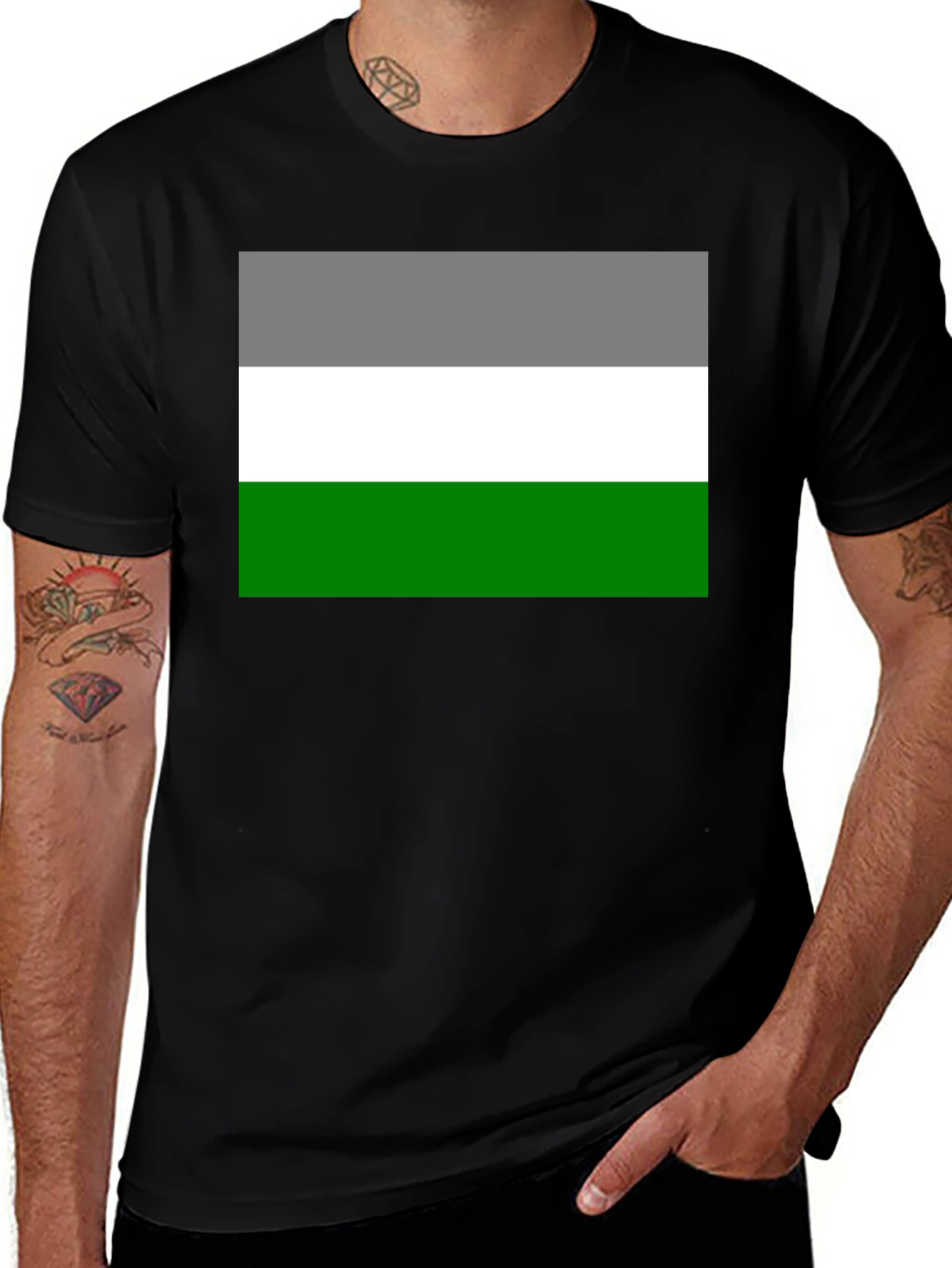 Aromantic Pride Flag T-Shirt - Black