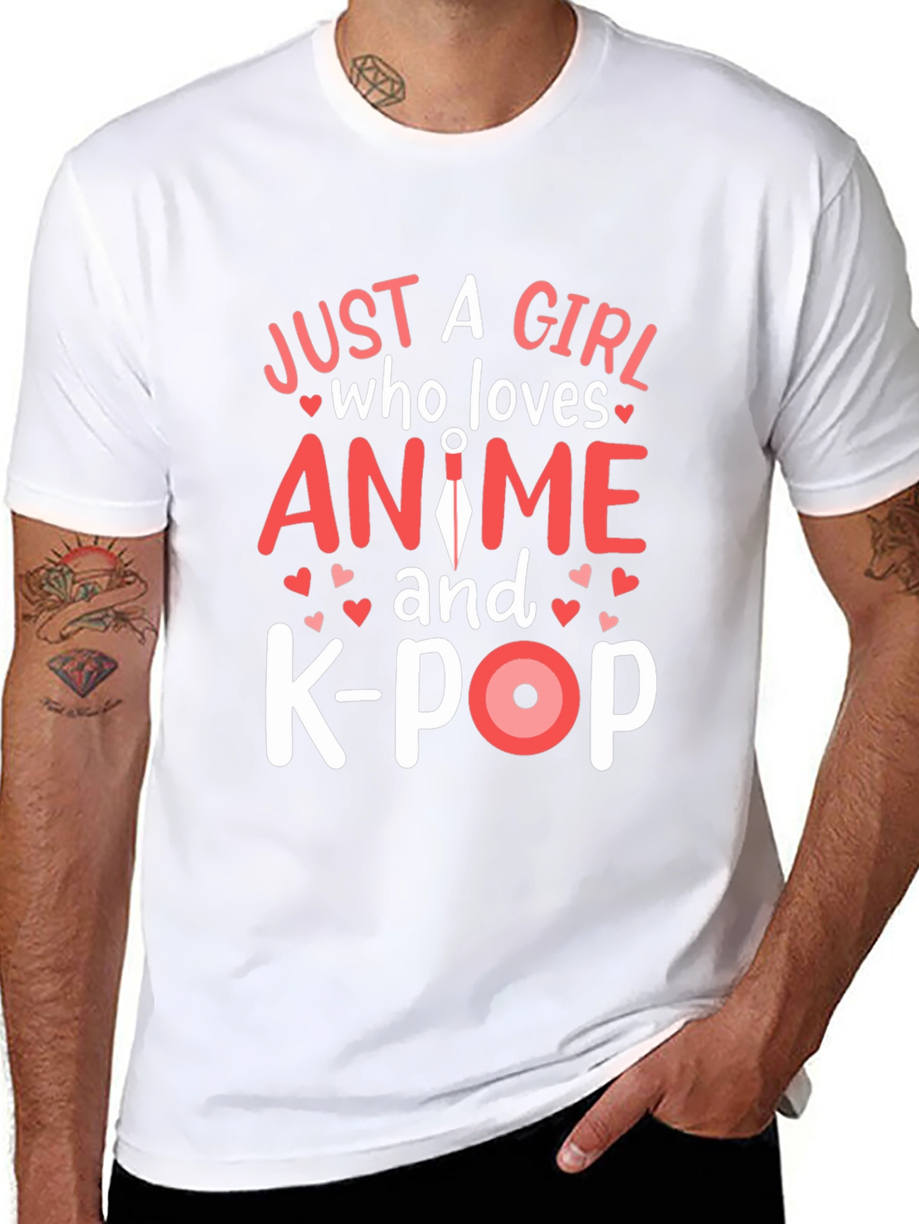 Anime and K-Pop Girls Black T-Shirt