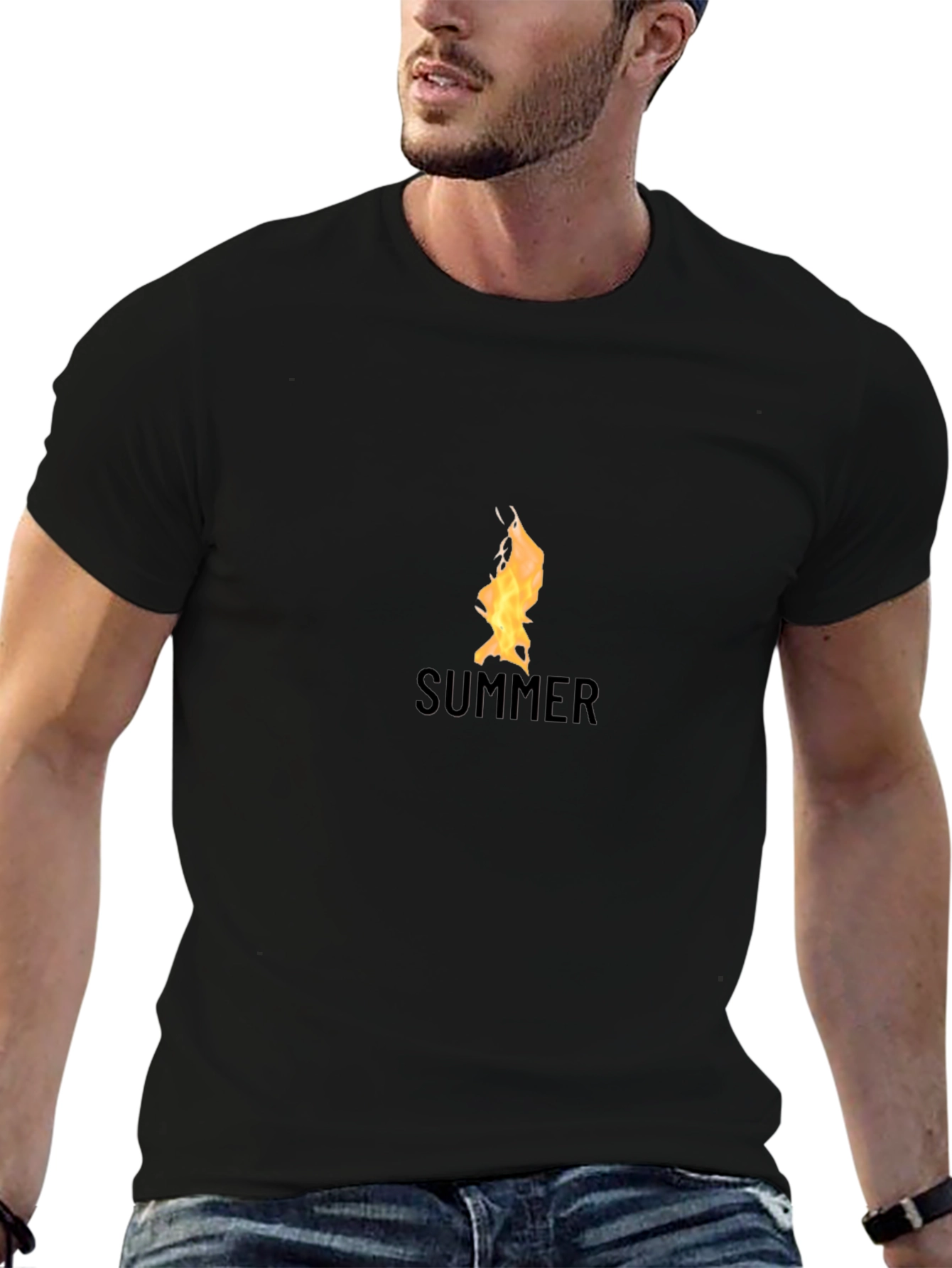 Summer Flame Graphic Black T-Shirt