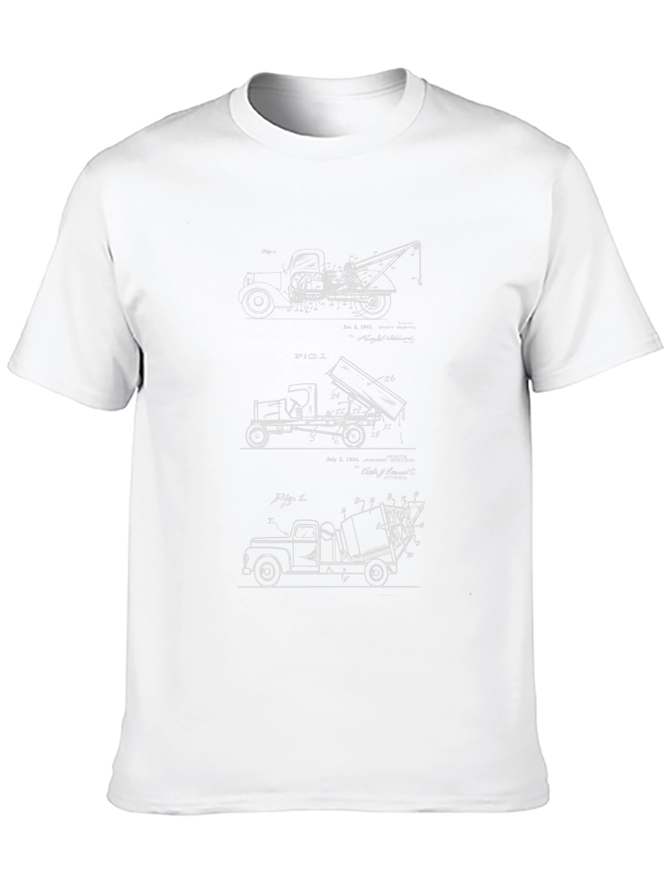 Truck Blueprint Graphic Tee - Black Cotton