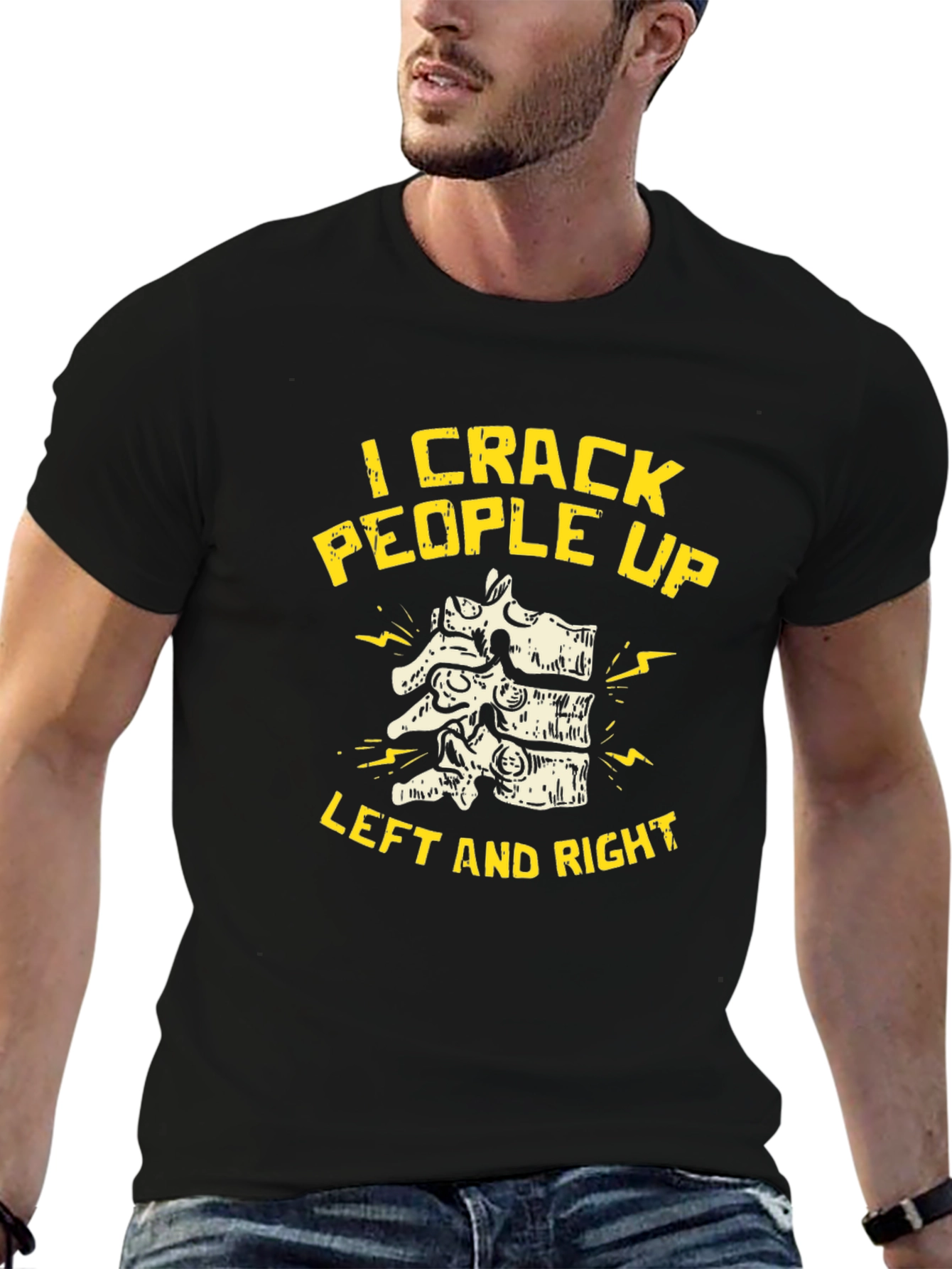Chiropractor I Crack People Up Black T-Shirt