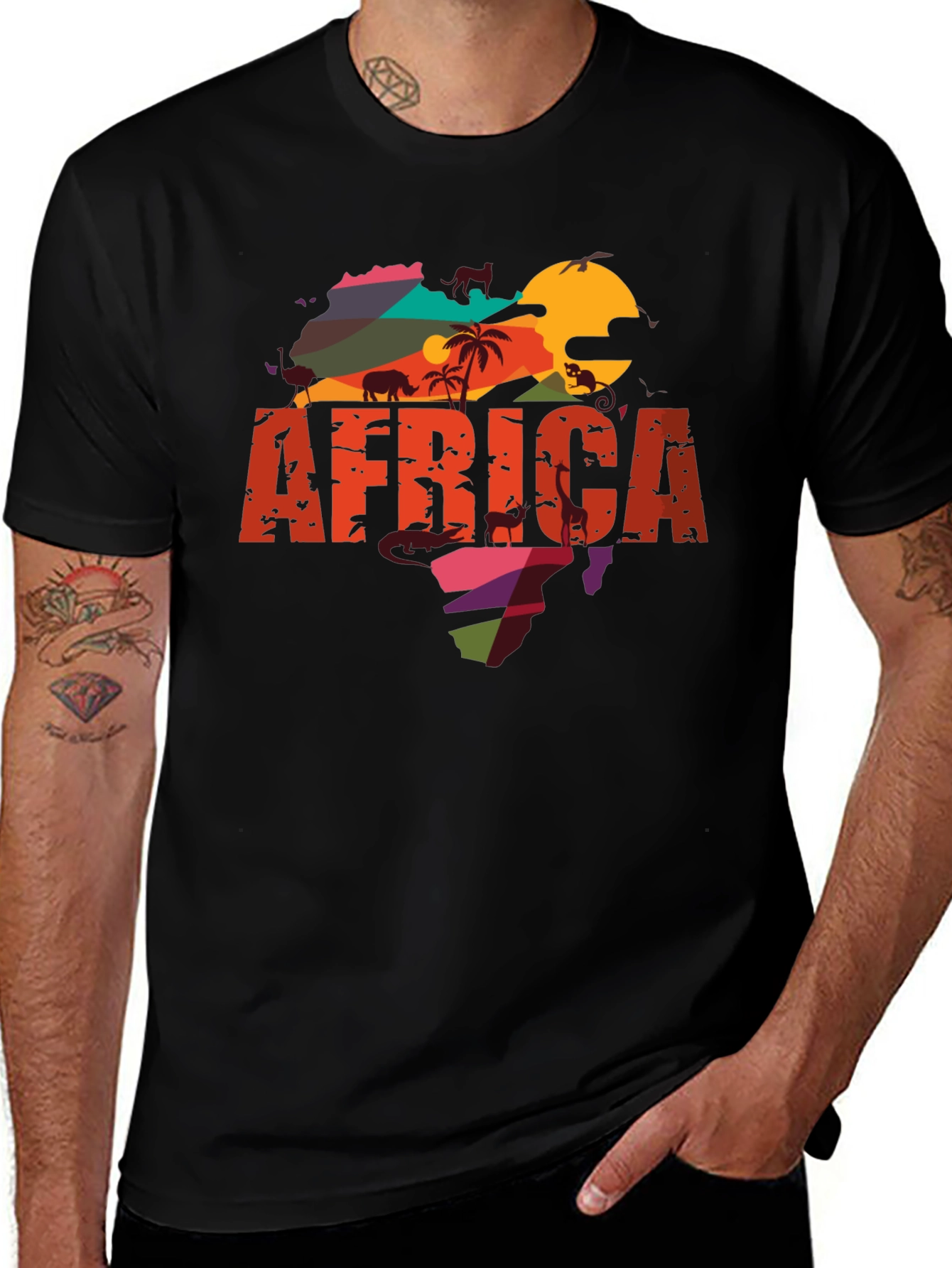 Africa Graphic Tee - Mens Black T-Shirt