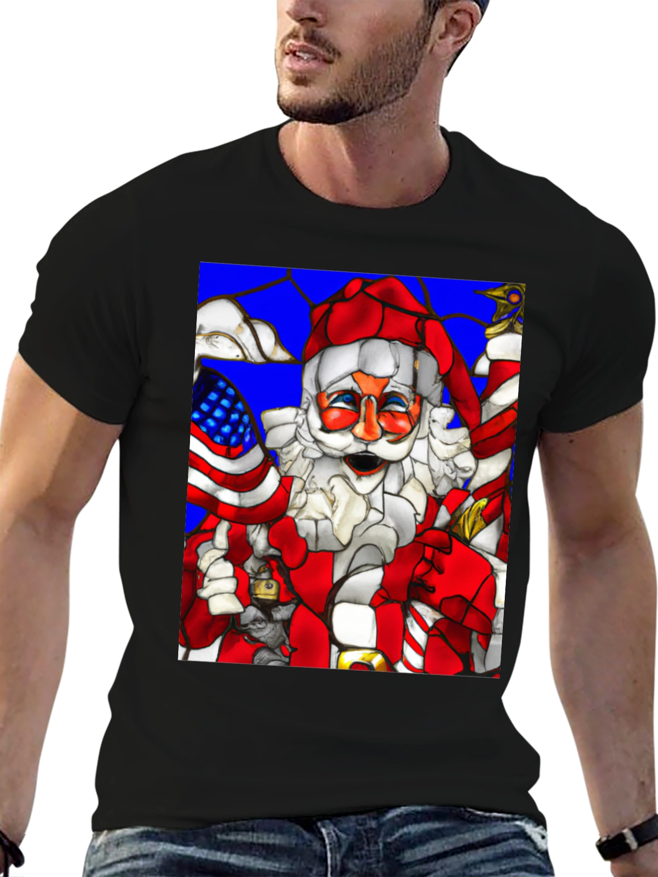 Festive Santa T-Shirt: American Holiday Cheer