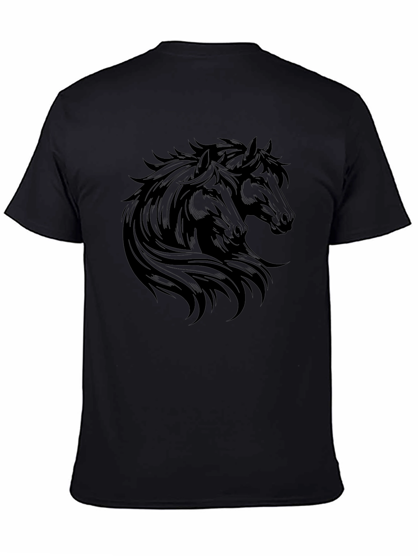 Black Horse Graphic Tee - Mens Casual T-Shirt