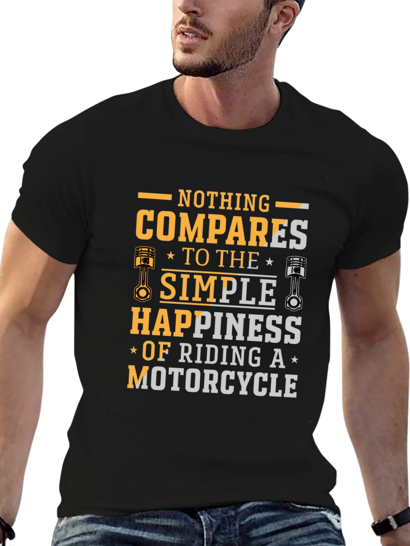 Motorcycle Riding Happiness Black T-Shirt