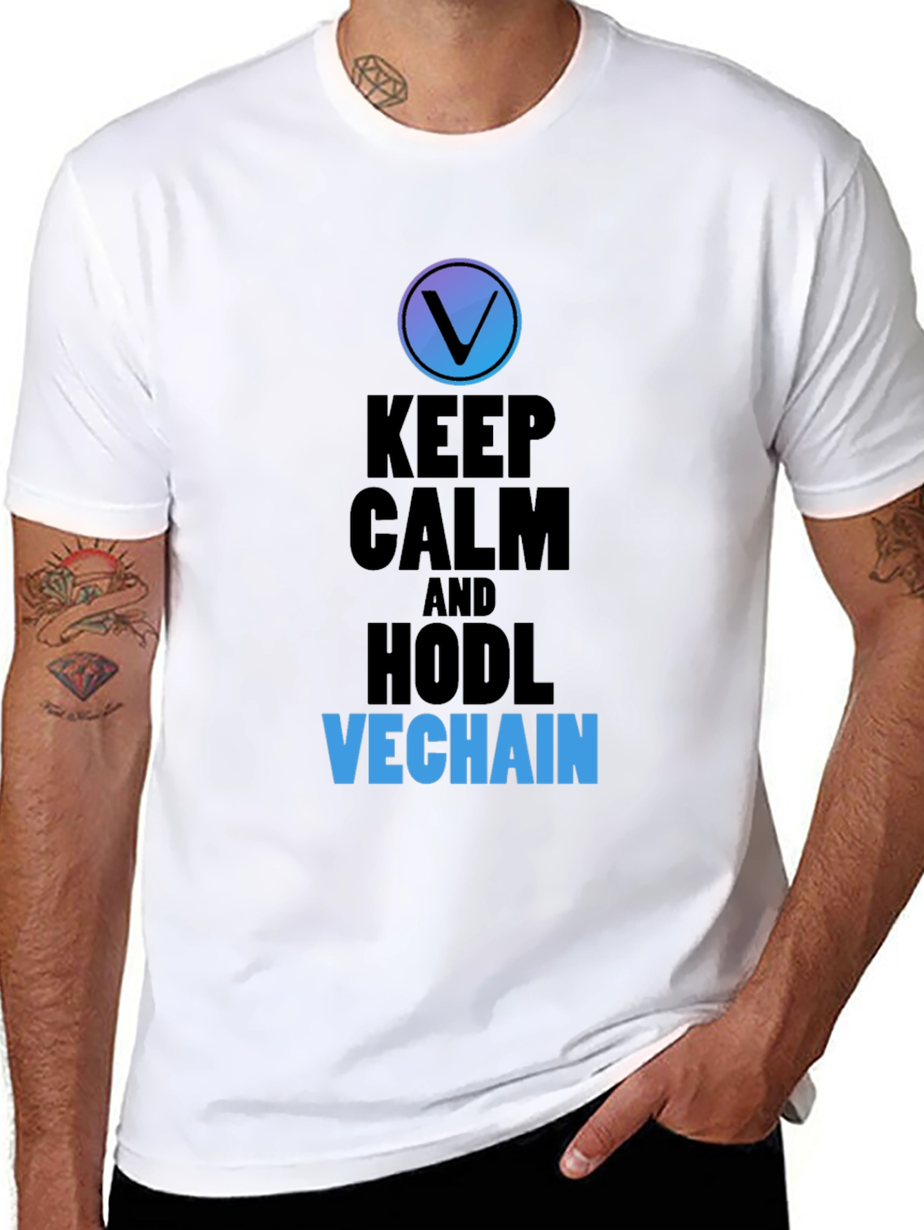 Keep Calm and HODL VeChain Black T-Shirt