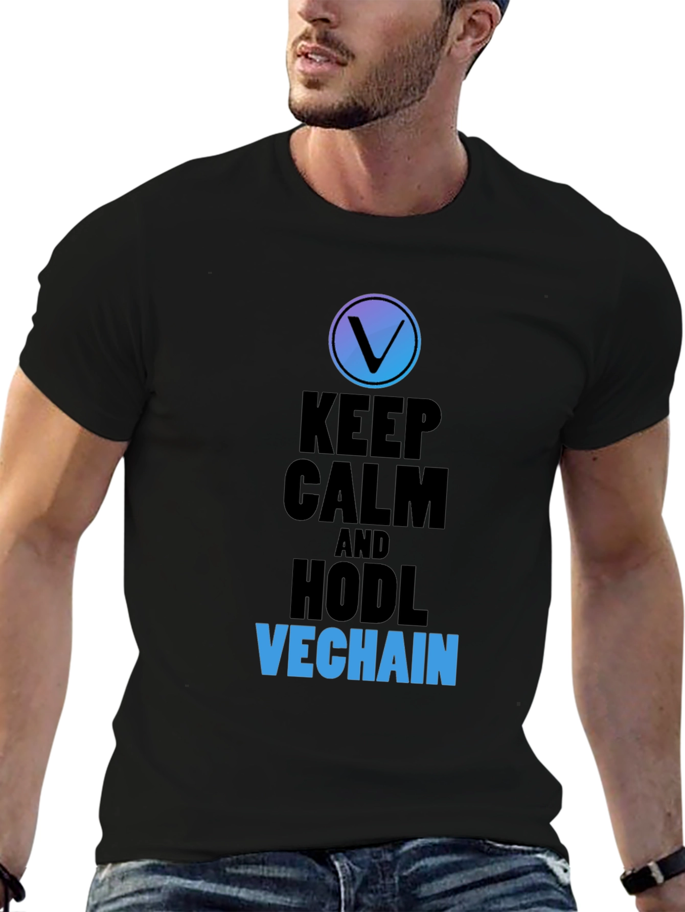 Keep Calm and HODL VeChain Black T-Shirt