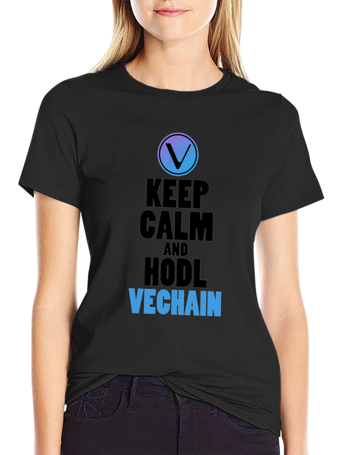 Keep Calm and HODL VeChain Black T-Shirt