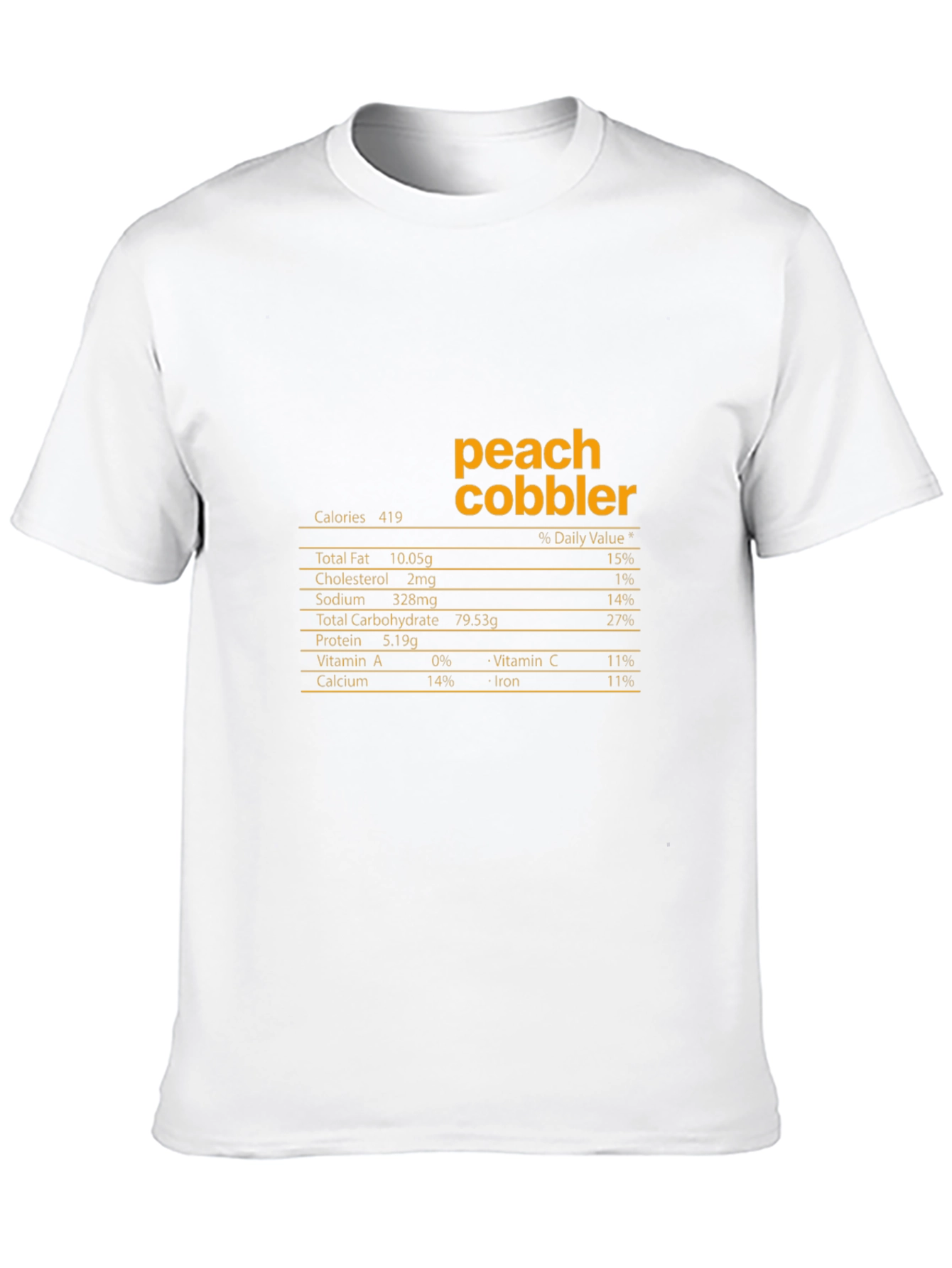 Peach Cobbler Nutrition Facts T-Shirt - Black