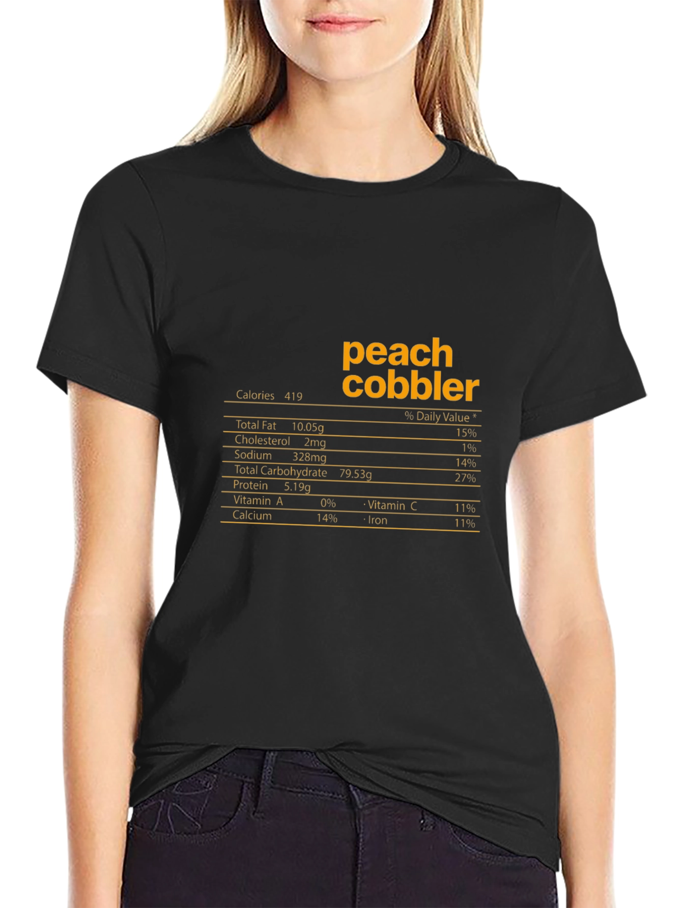 Peach Cobbler Nutrition Facts T-Shirt - Black