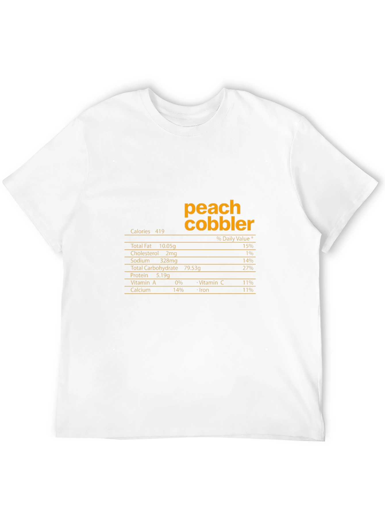 Peach Cobbler Nutrition Facts T-Shirt - Black