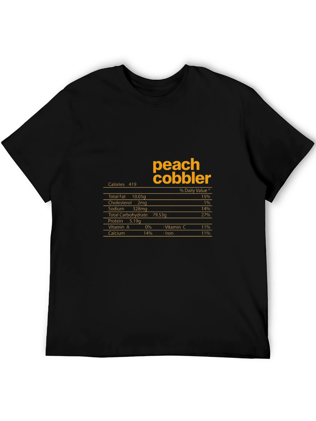 Peach Cobbler Nutrition Facts T-Shirt - Black