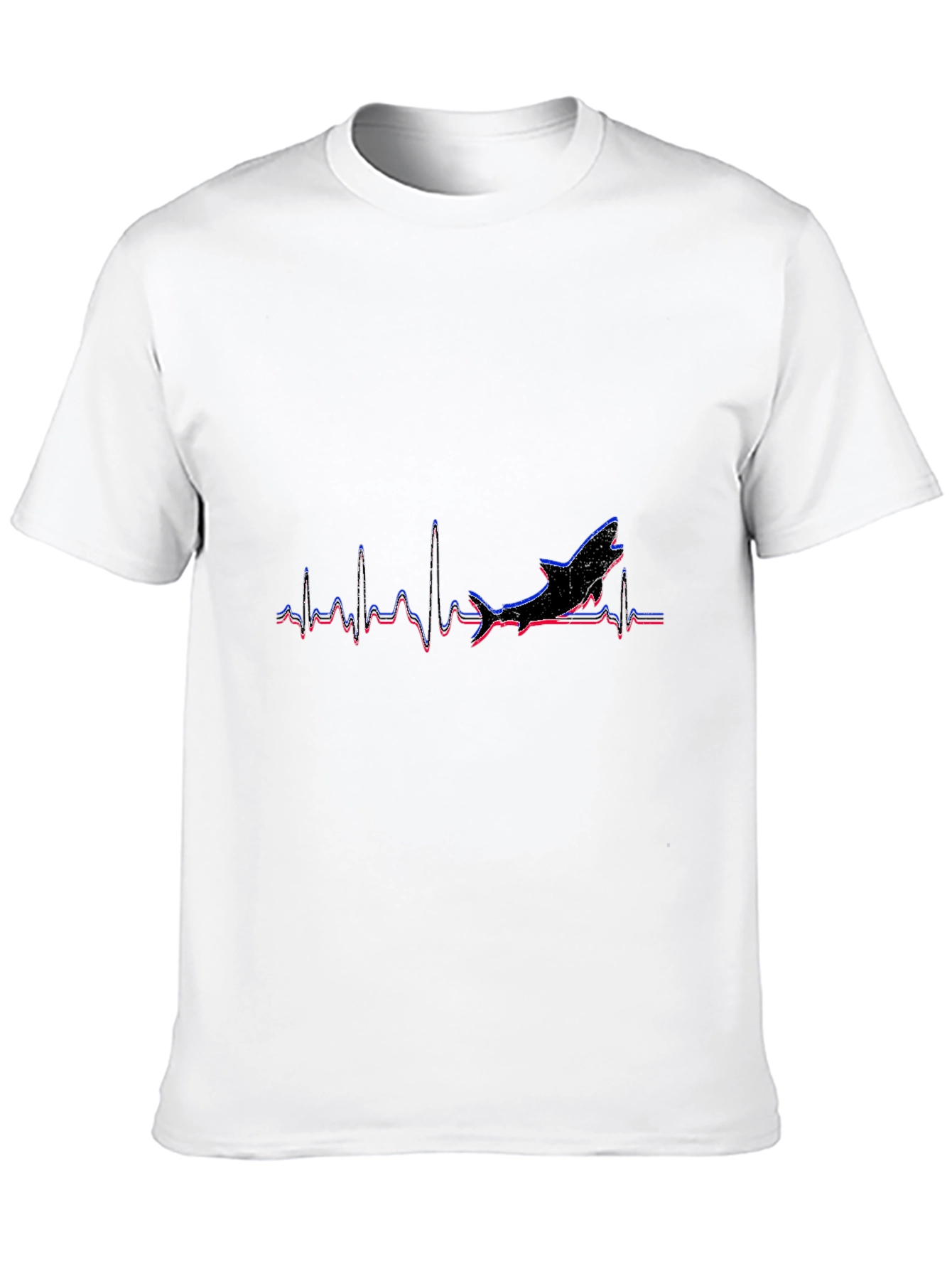 Shark Heartbeat Graphic Tee - Black Cotton T-Shirt