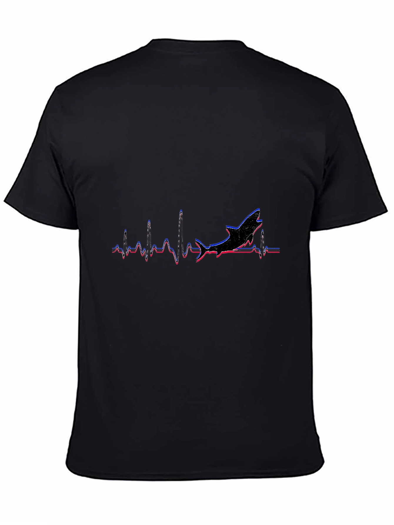 Shark Heartbeat Graphic Tee - Black Cotton T-Shirt