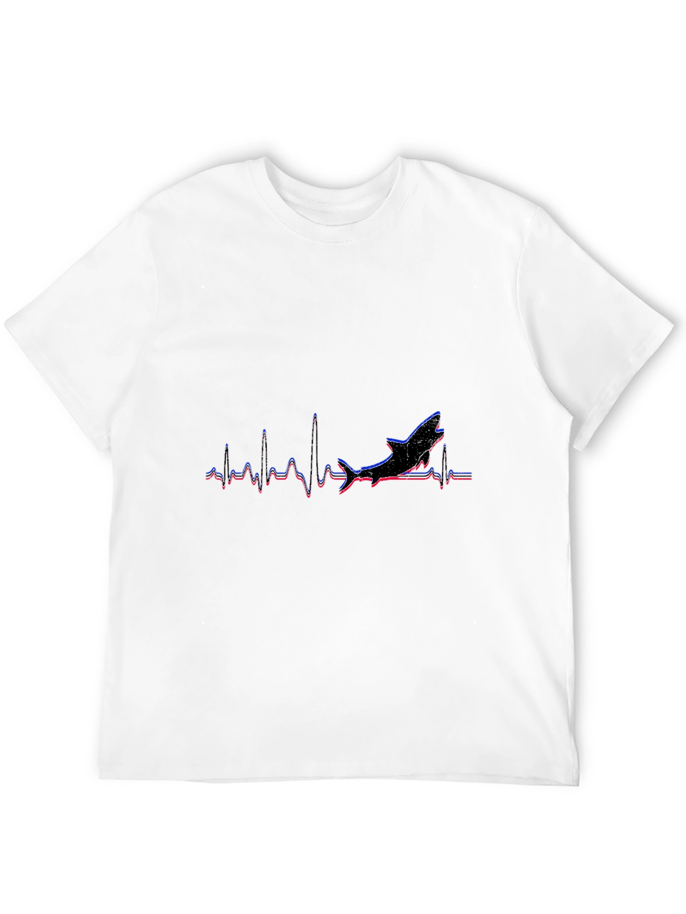 Shark Heartbeat Graphic Tee - Black Cotton T-Shirt