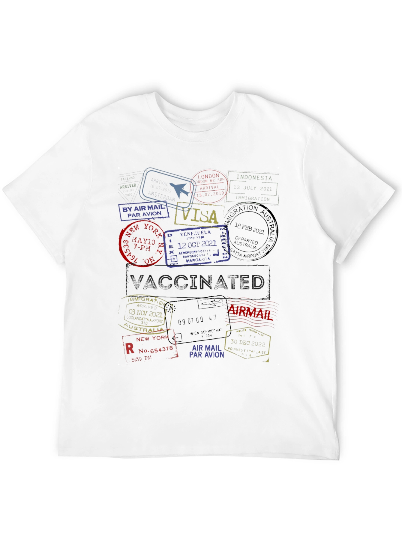 Passport Stamp Travel T-Shirt - Vaccinated