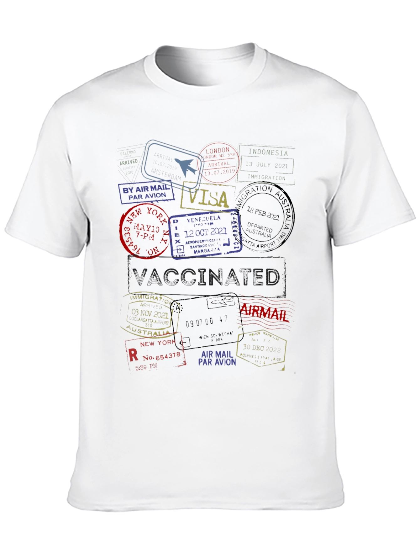 Passport Stamp Travel T-Shirt - Vaccinated