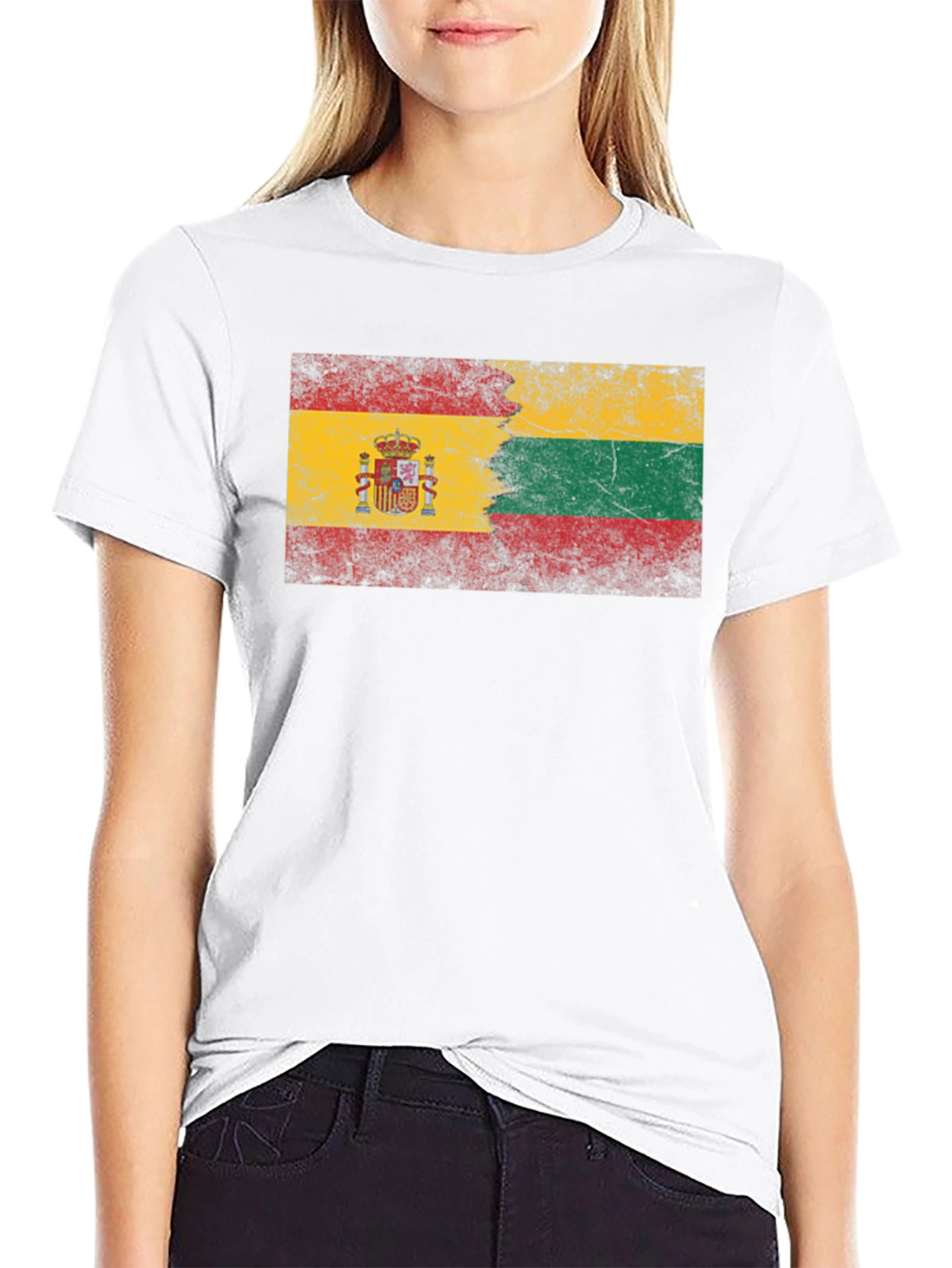 Spain Lithuania Flag Graphic T-Shirt