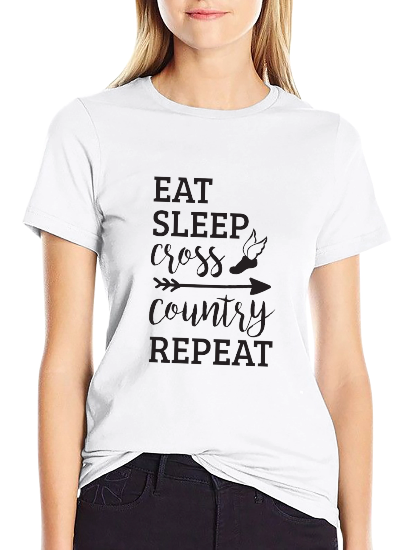 Eat Sleep Cross Country Repeat Black T-Shirt