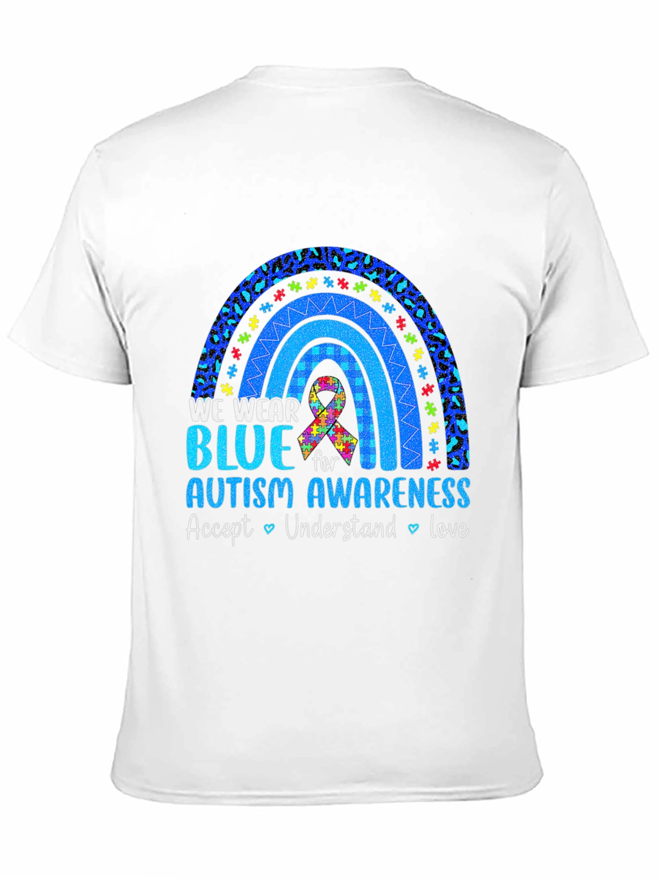 Autism Awareness Blue Rainbow Graphic T-Shirt