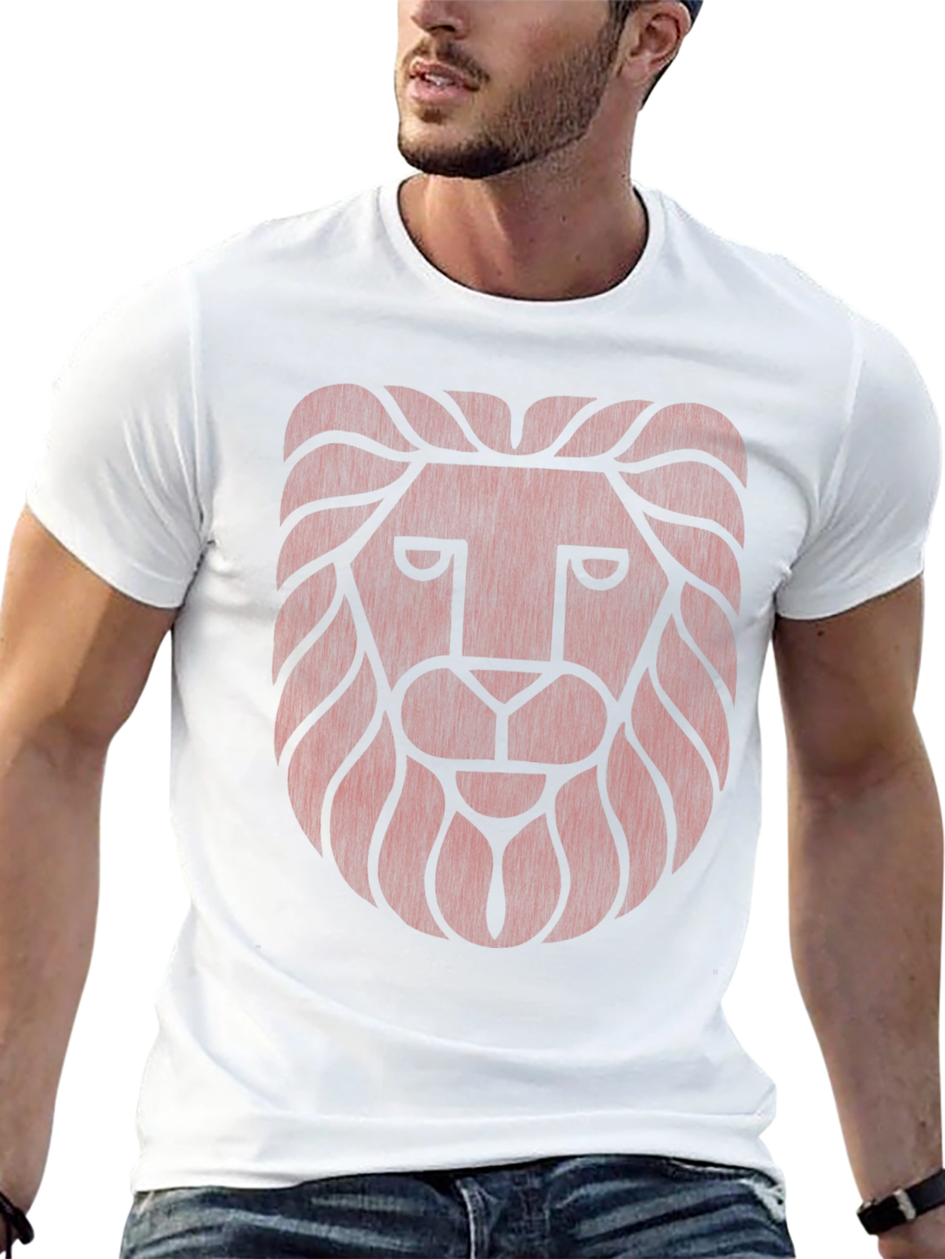 Lion Head Graphic Print T-Shirt - Stylish Mens Tee
