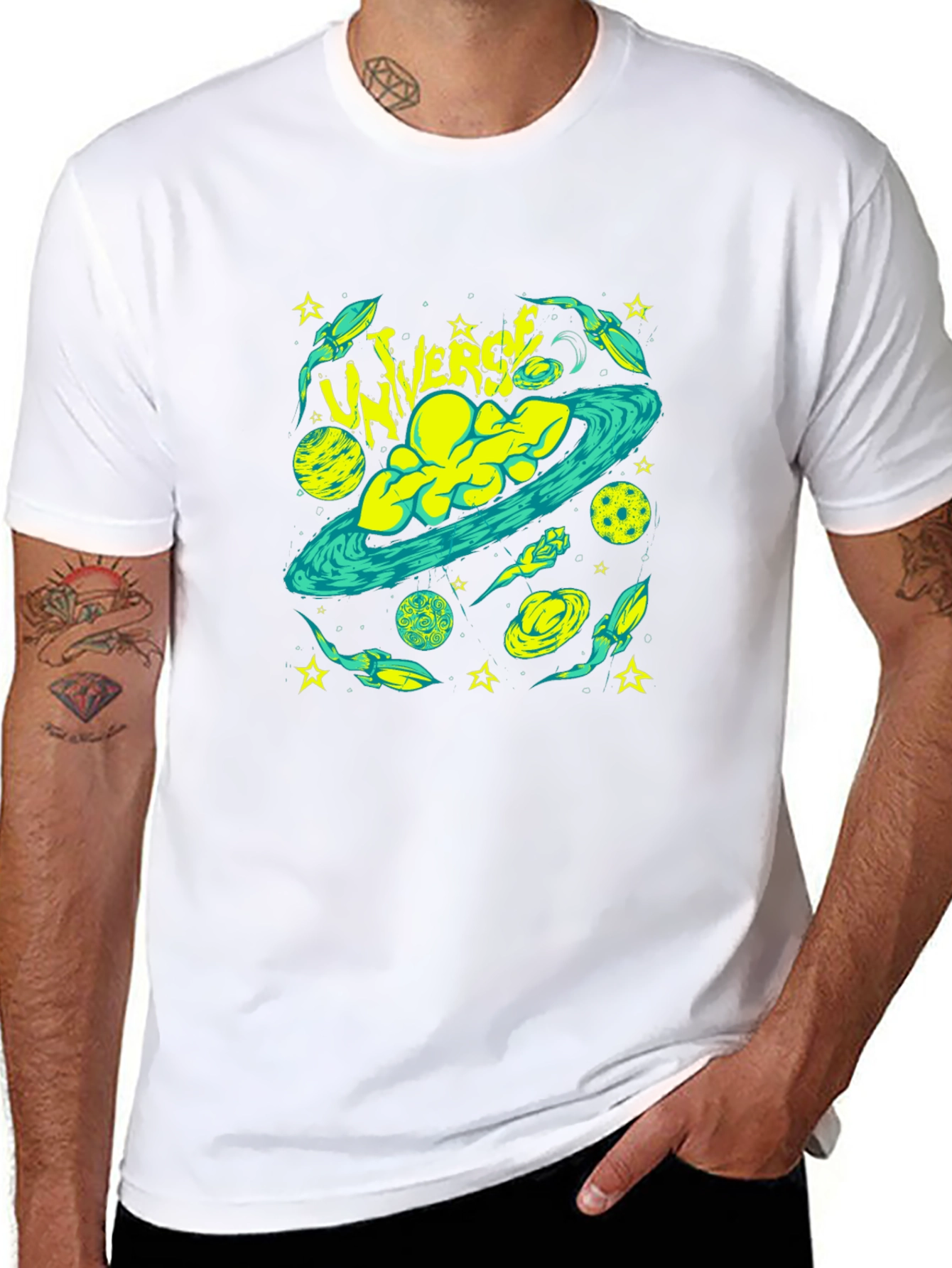 Universe Graphic Print Black T-Shirt