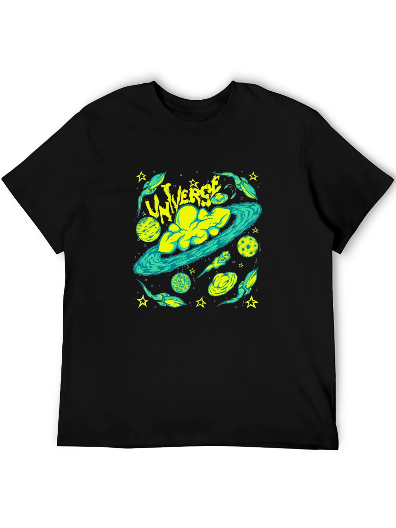 Universe Graphic Print Black T-Shirt