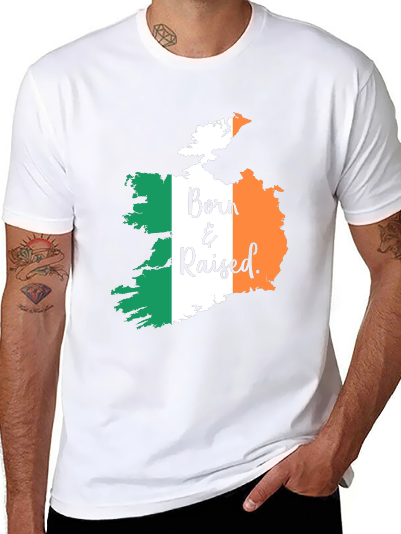 Born & Raised Ireland Flag Graphic T-Shirt