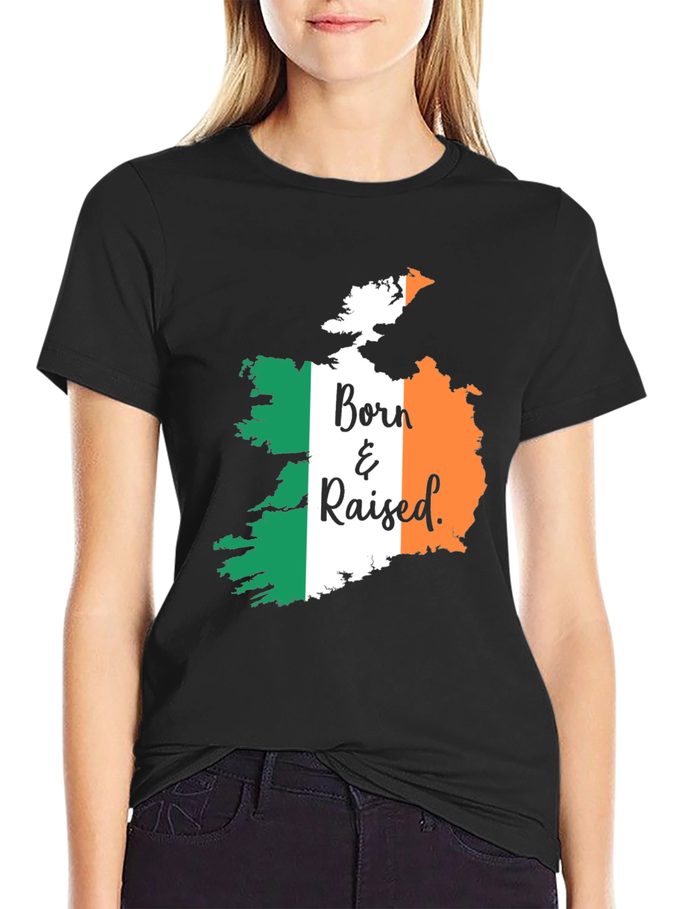 Born & Raised Ireland Flag Graphic T-Shirt