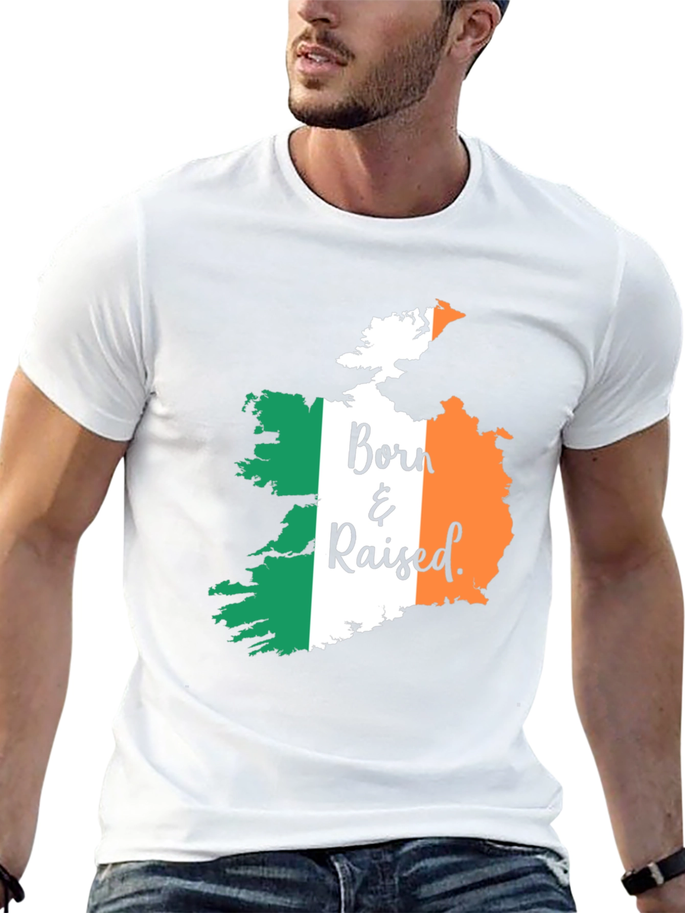 Born & Raised Ireland Flag Graphic T-Shirt