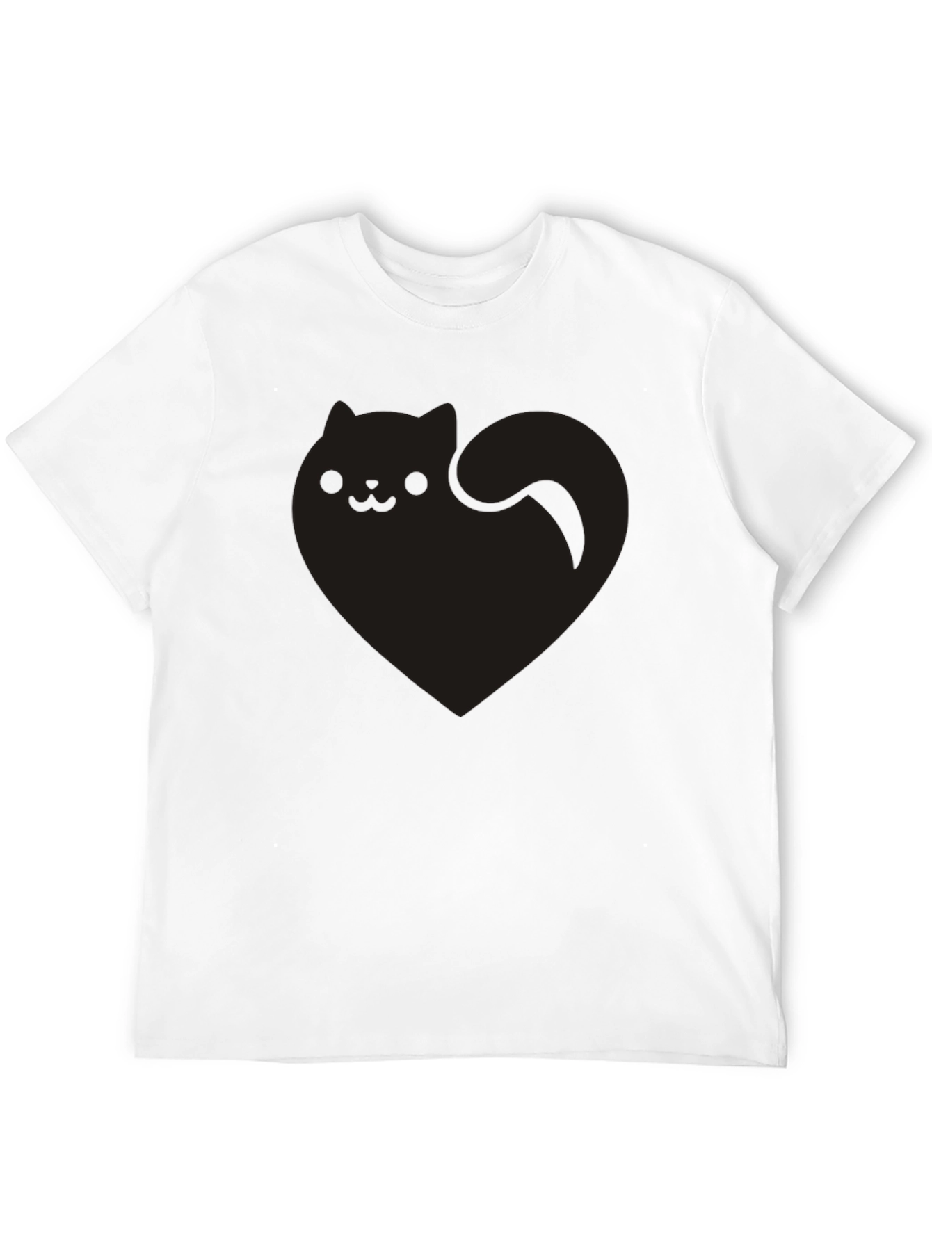 Cute Black Cat Heart Graphic Tee - Soft Cotton