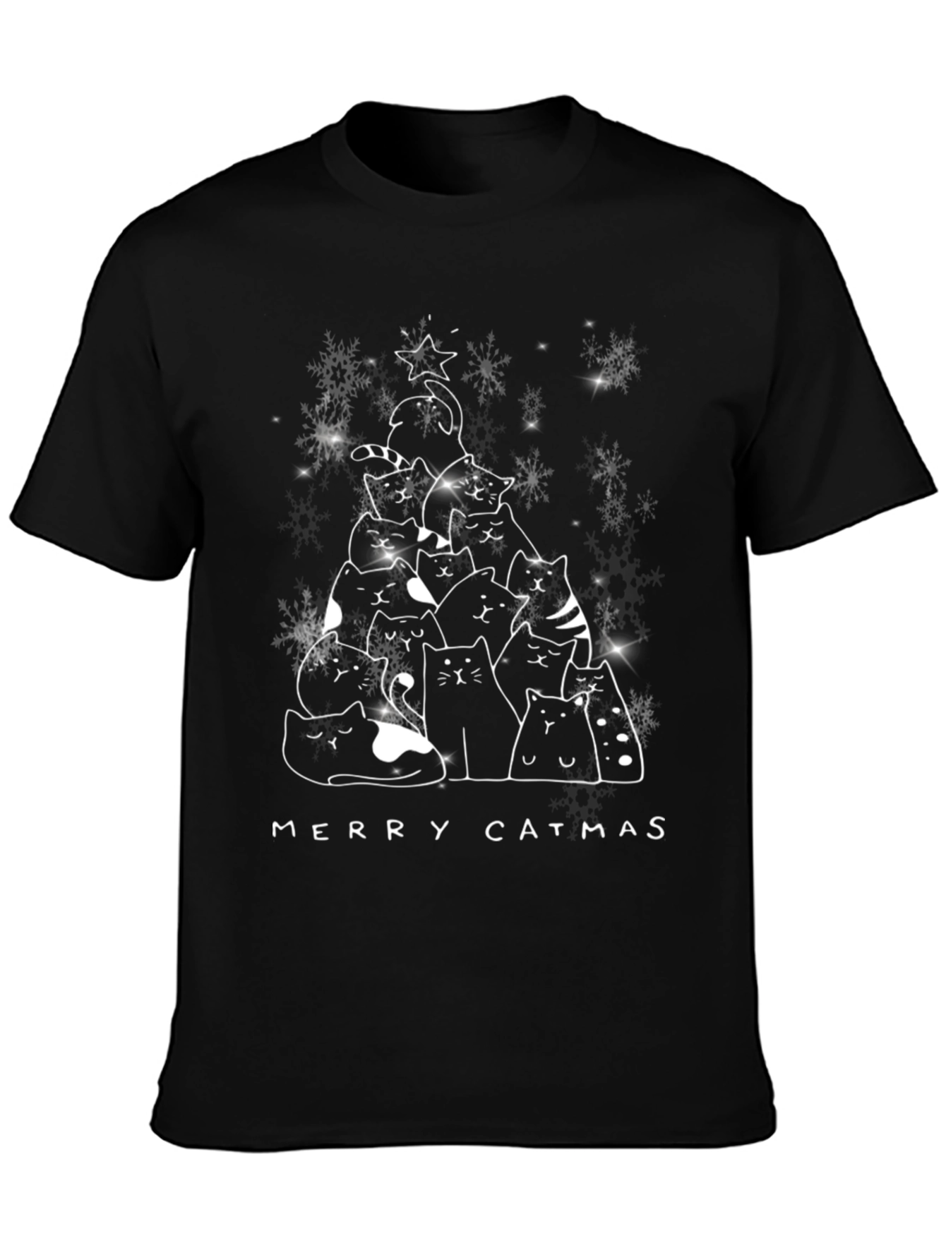 Merry Catmas T-Shirt - Festive Cat Christmas Tree Tee