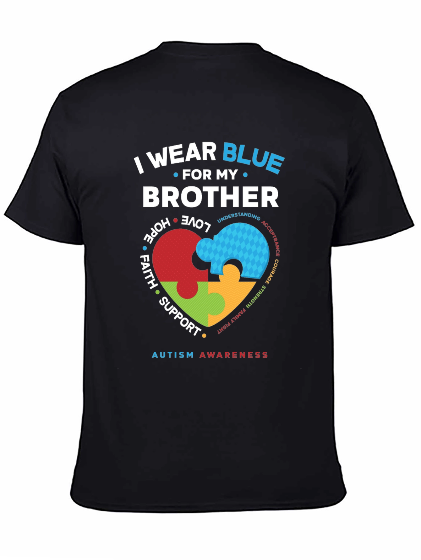 Autism Awareness Brother T-Shirt - I Wear Blue