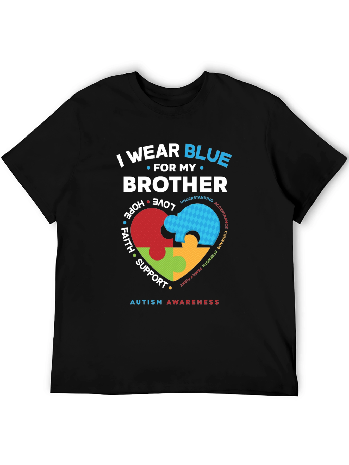 Autism Awareness Brother T-Shirt - I Wear Blue
