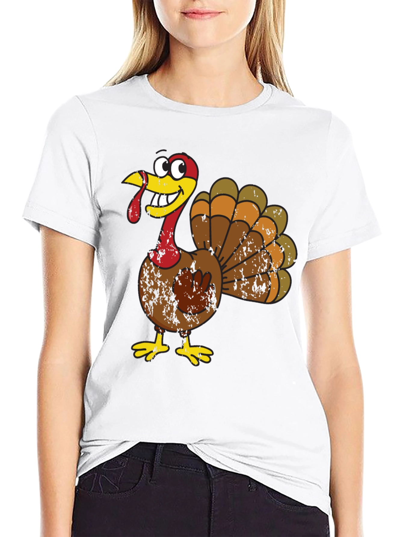 Thanksgiving Turkey Graphic Tee - Funny Cartoon Bird Shirt