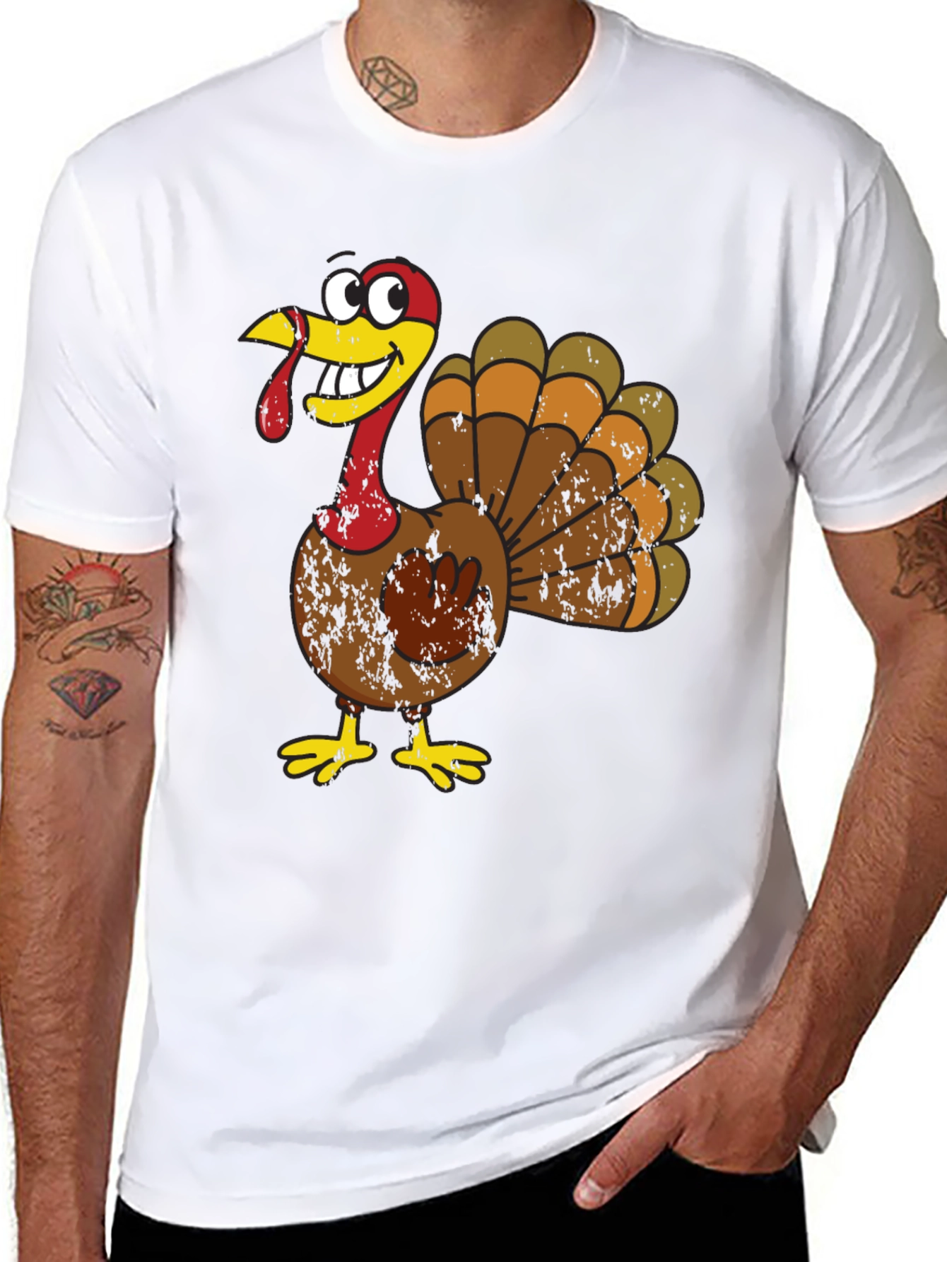 Thanksgiving Turkey Graphic Tee - Funny Cartoon Bird Shirt