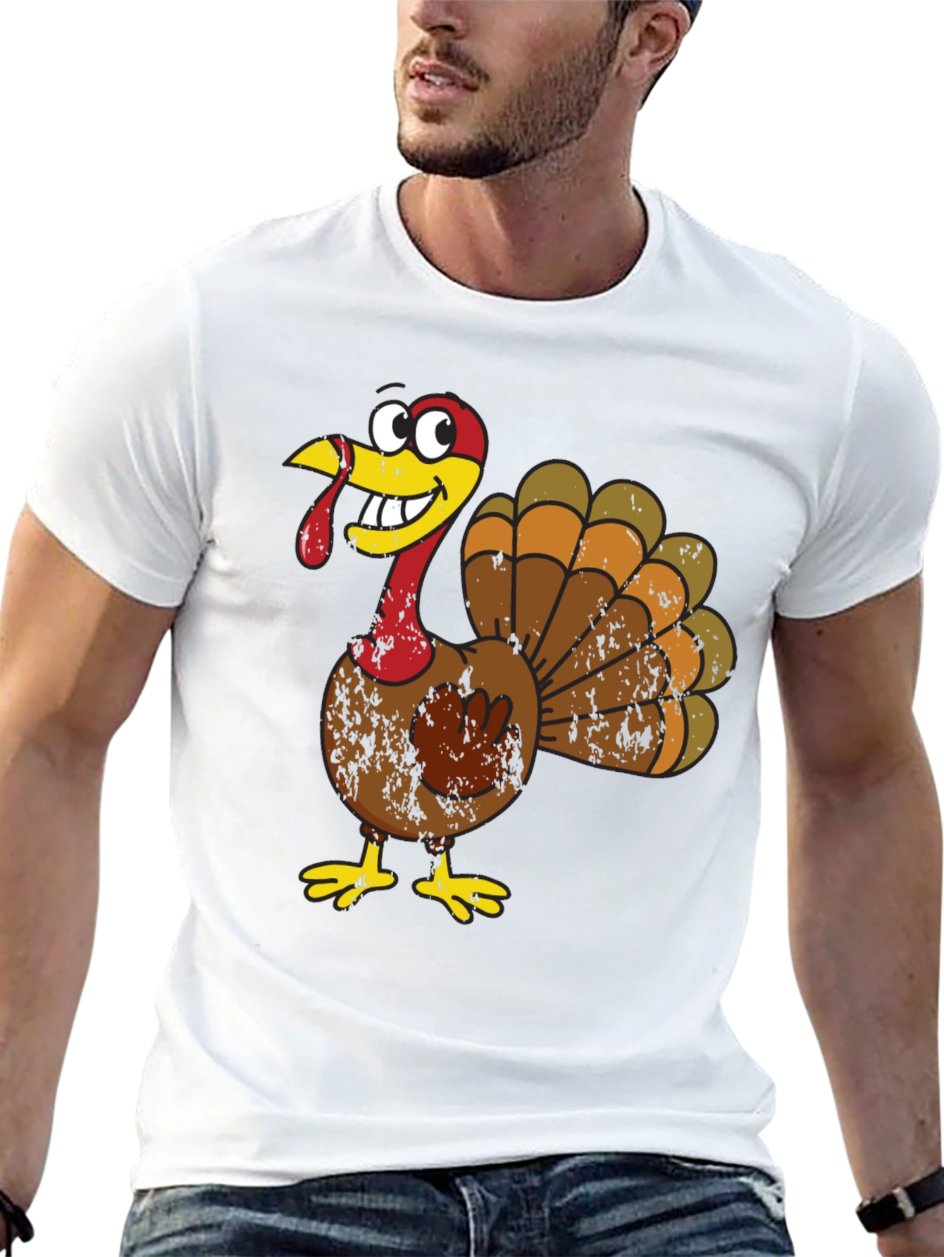Thanksgiving Turkey Graphic Tee - Funny Cartoon Bird Shirt