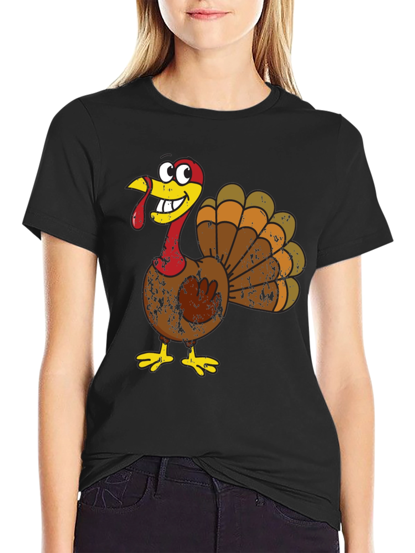 Thanksgiving Turkey Graphic Tee - Funny Cartoon Bird Shirt