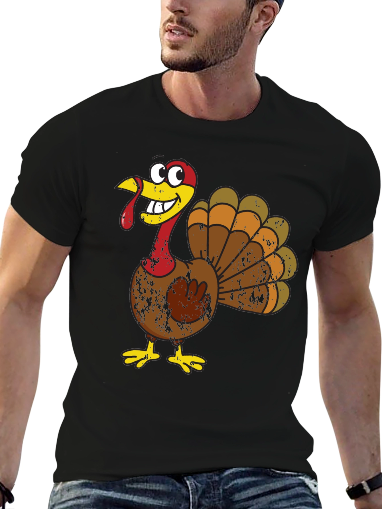 Thanksgiving Turkey Graphic Tee - Funny Cartoon Bird Shirt