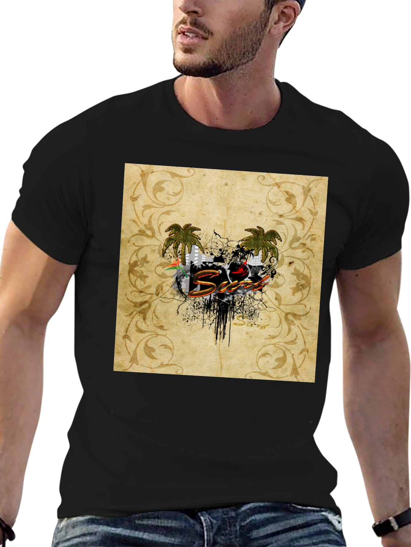 Tropical Vibe Black T-Shirt