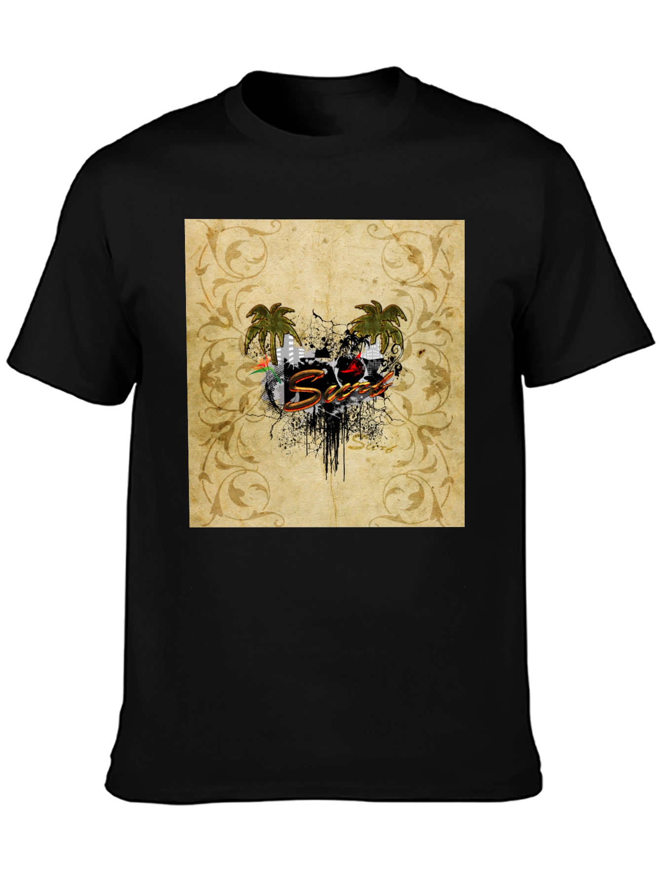 Tropical Vibe Black T-Shirt