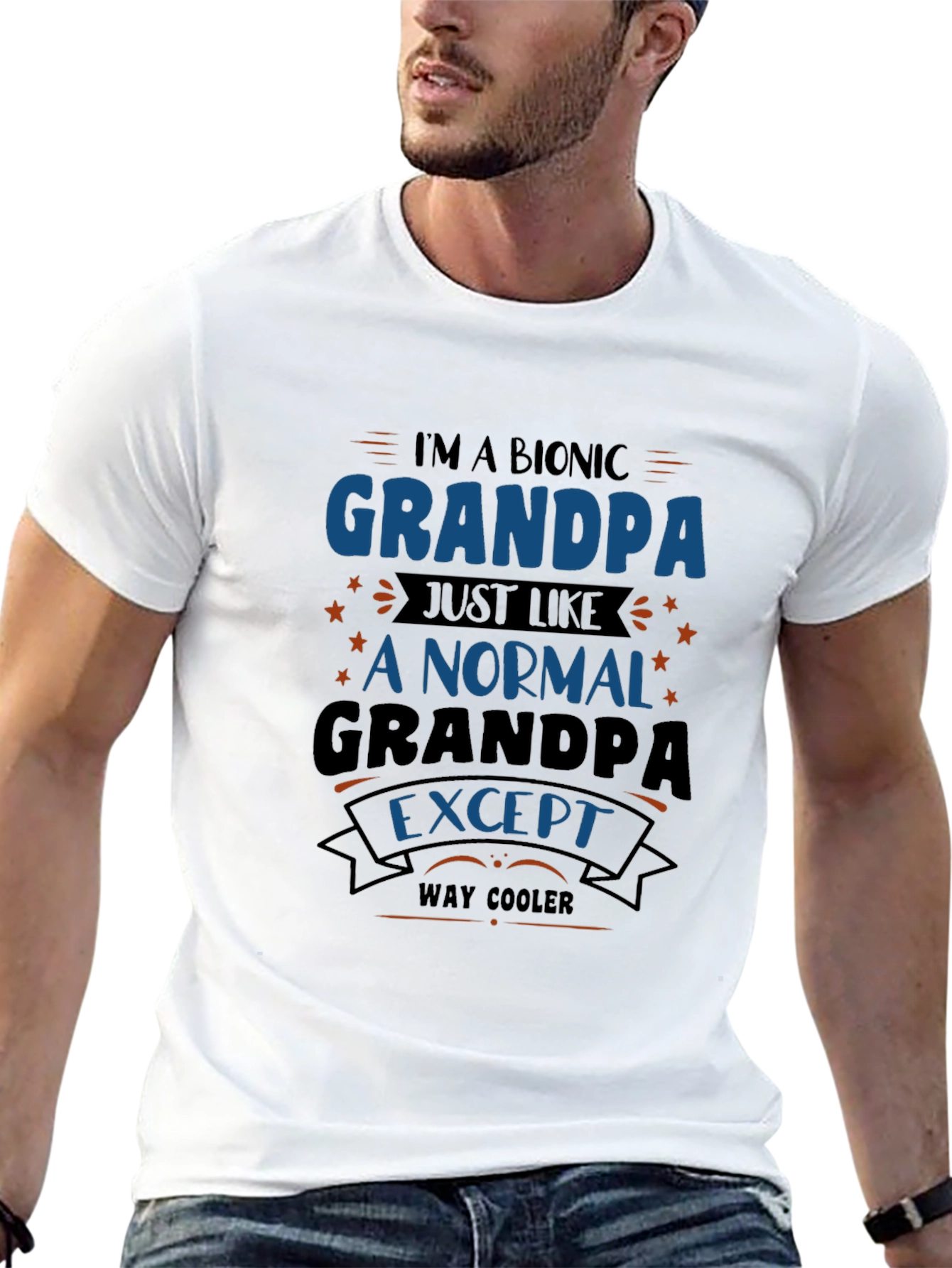 Bionic Grandpa T-Shirt - Way Cooler Grandfather Tee