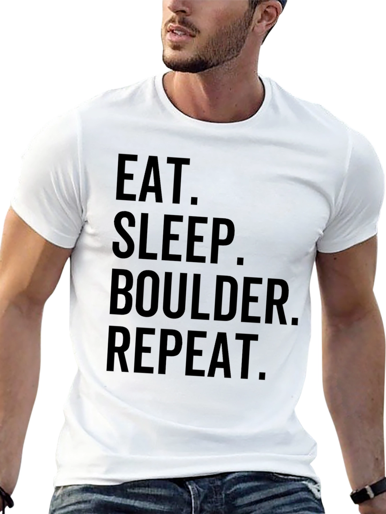 Eat Sleep Boulder Repeat Black Graphic T-Shirt