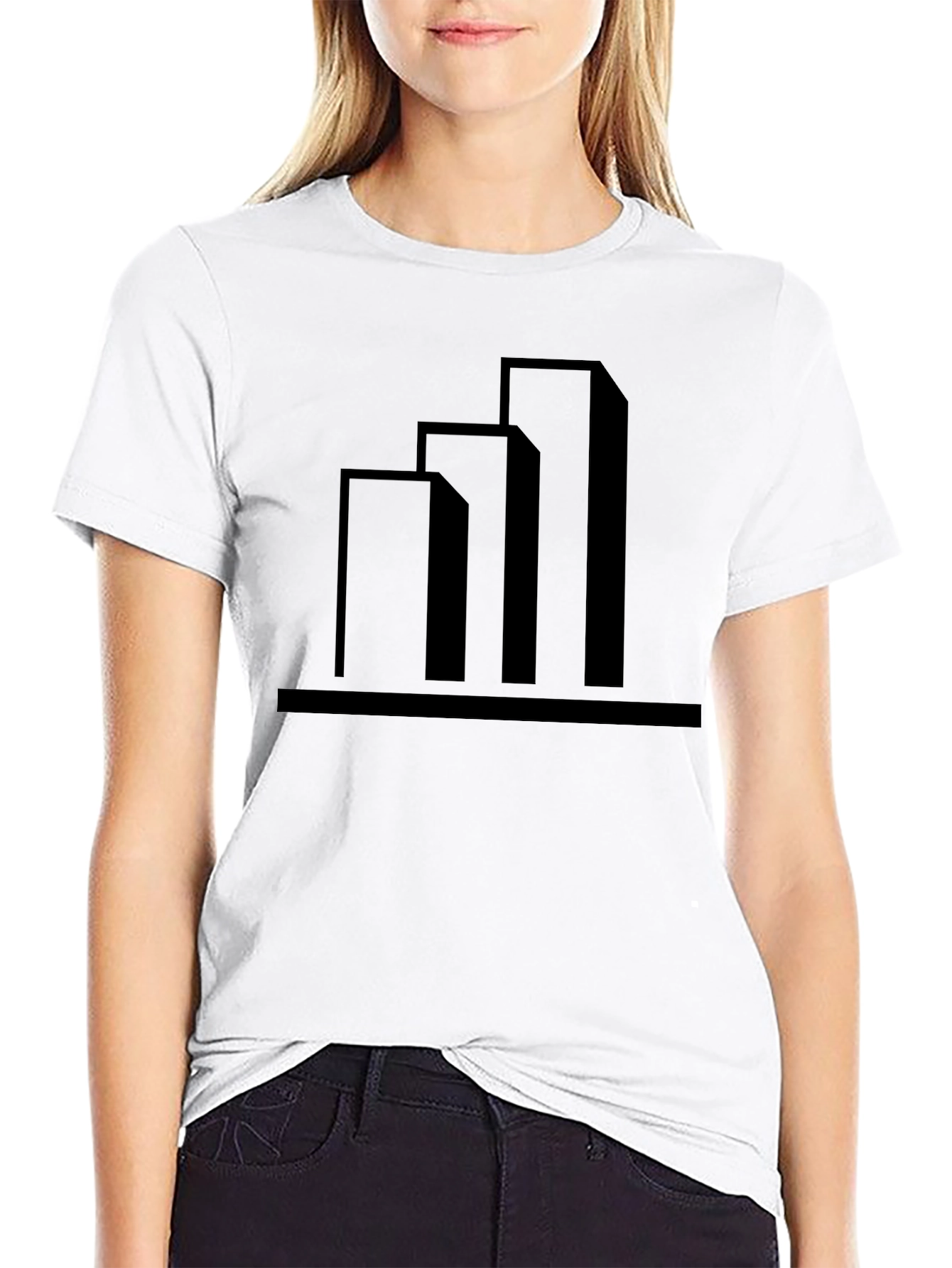 Modern Building Graphic Tee - Black Cotton T-Shirt