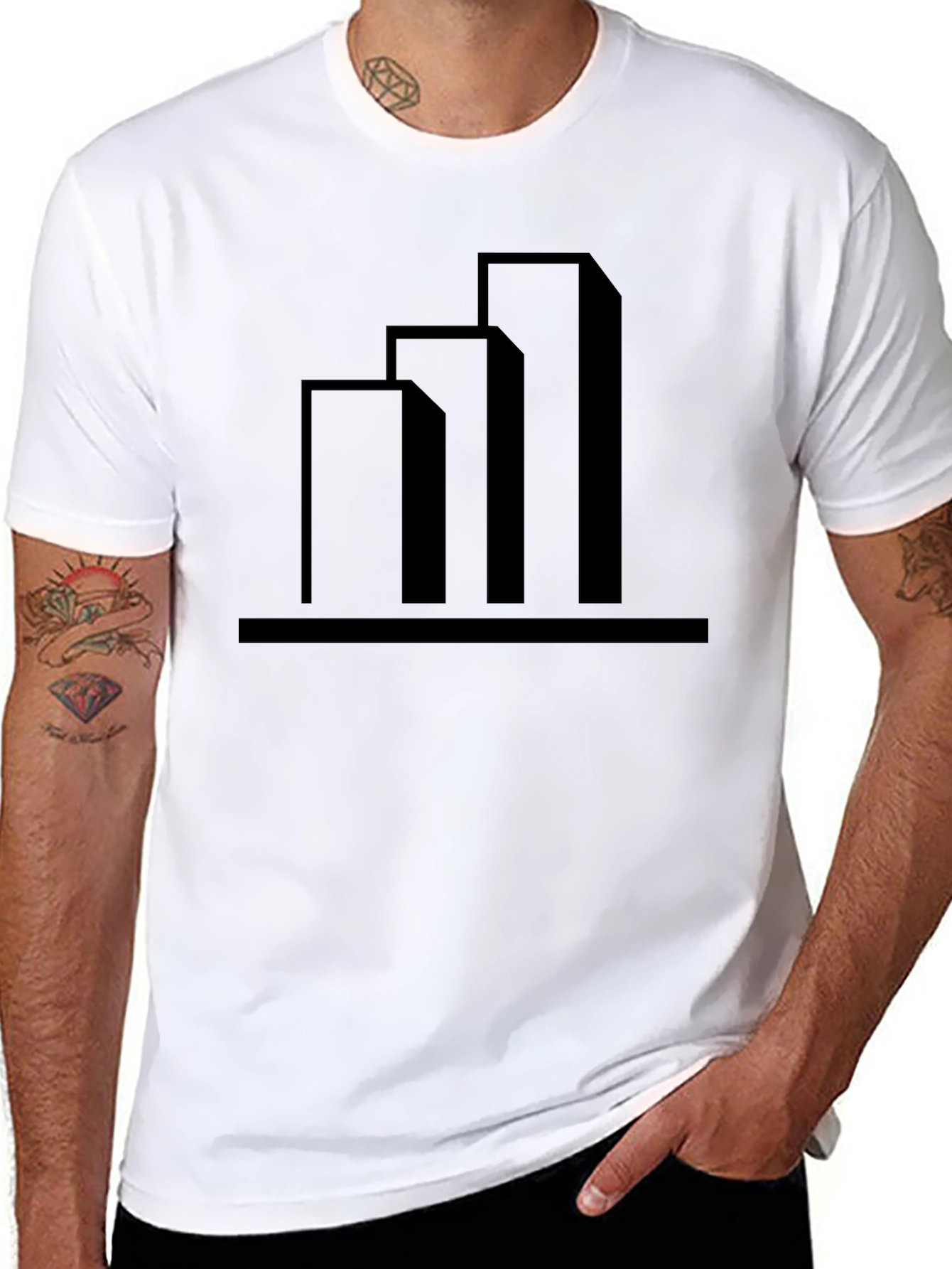 Modern Building Graphic Tee - Black Cotton T-Shirt