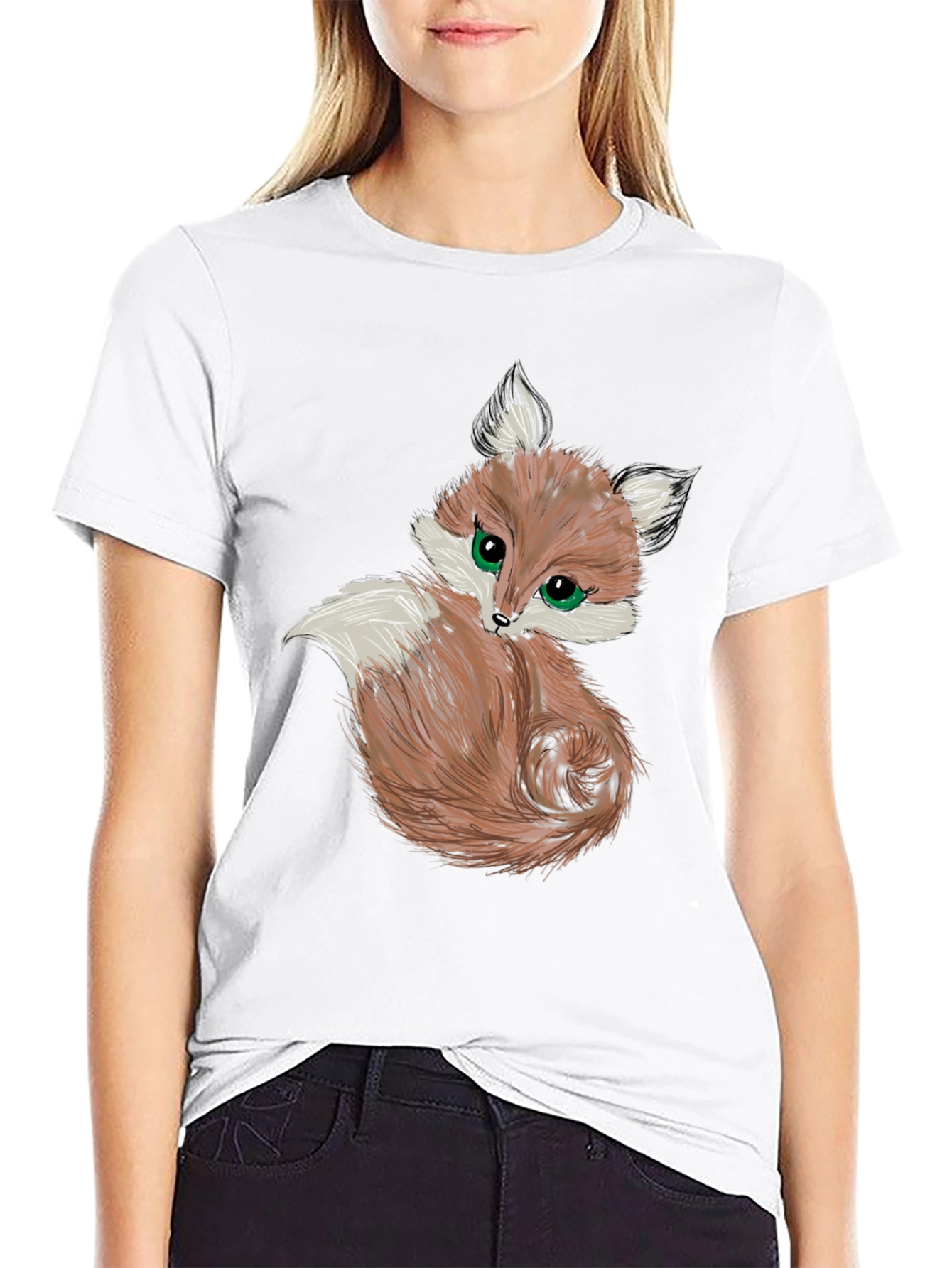 Cute Fox Graphic Tee - Black Unisex Shirt