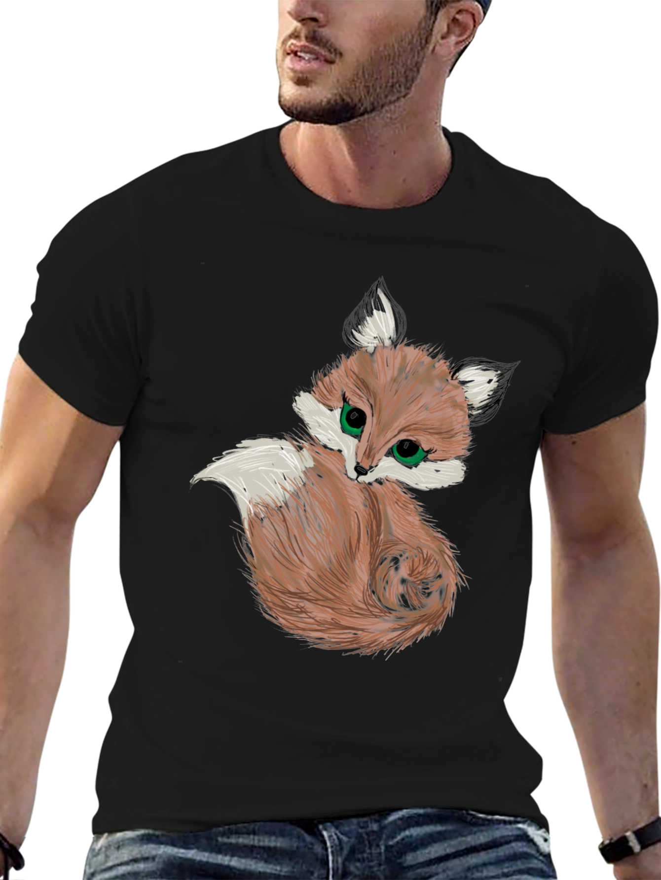 Cute Fox Graphic Tee - Black Unisex Shirt