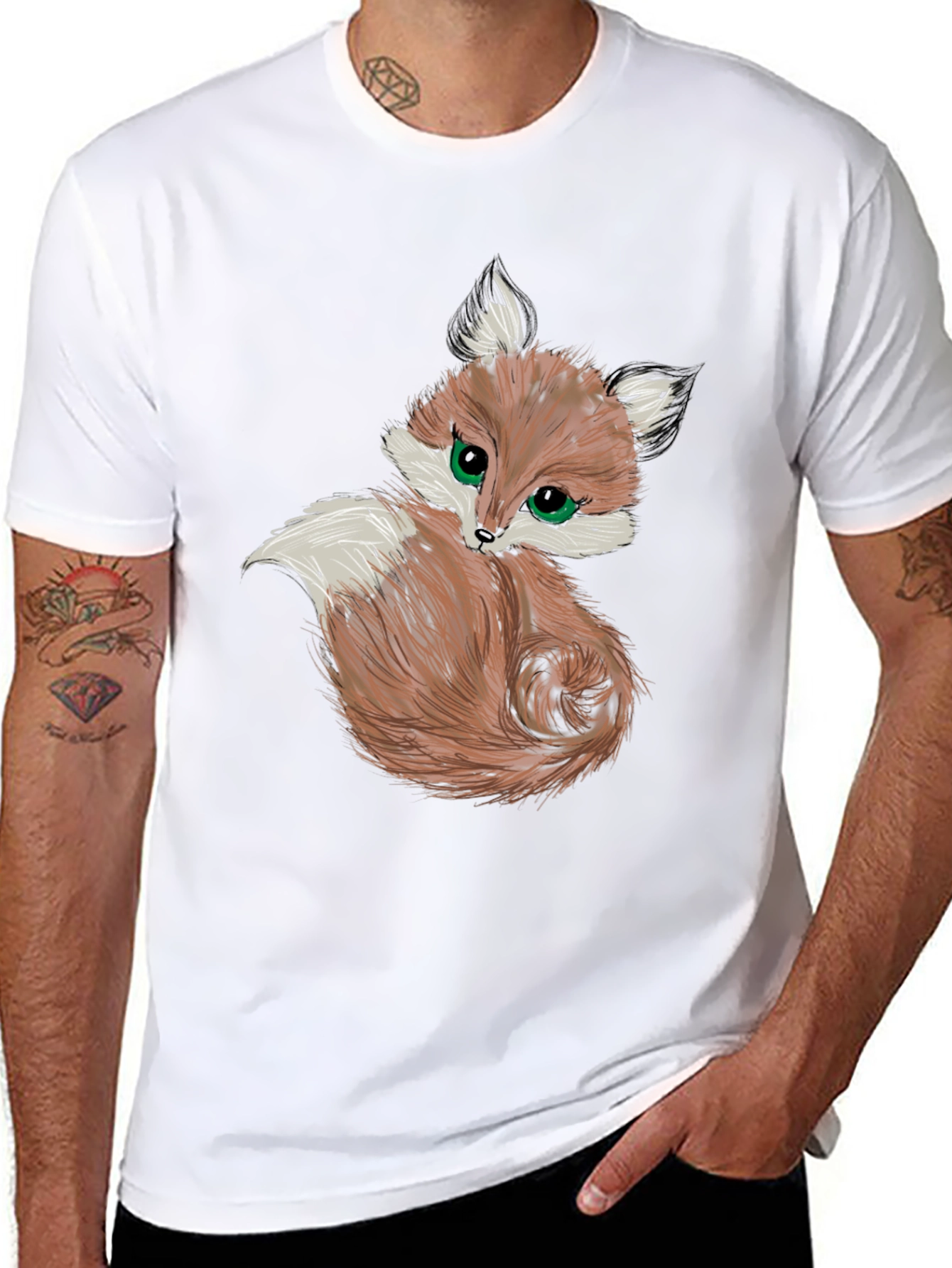 Cute Fox Graphic Tee - Black Unisex Shirt
