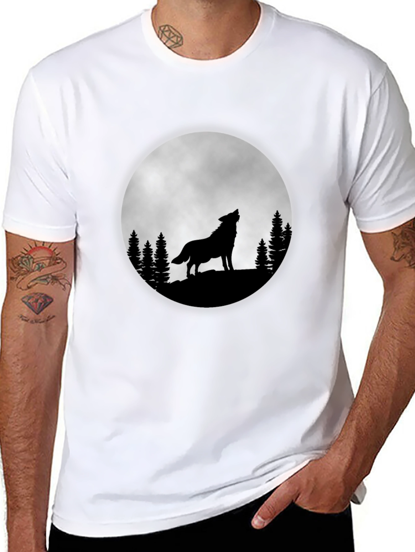 Wolf Moon T-Shirt - Black Cotton Graphic Tee