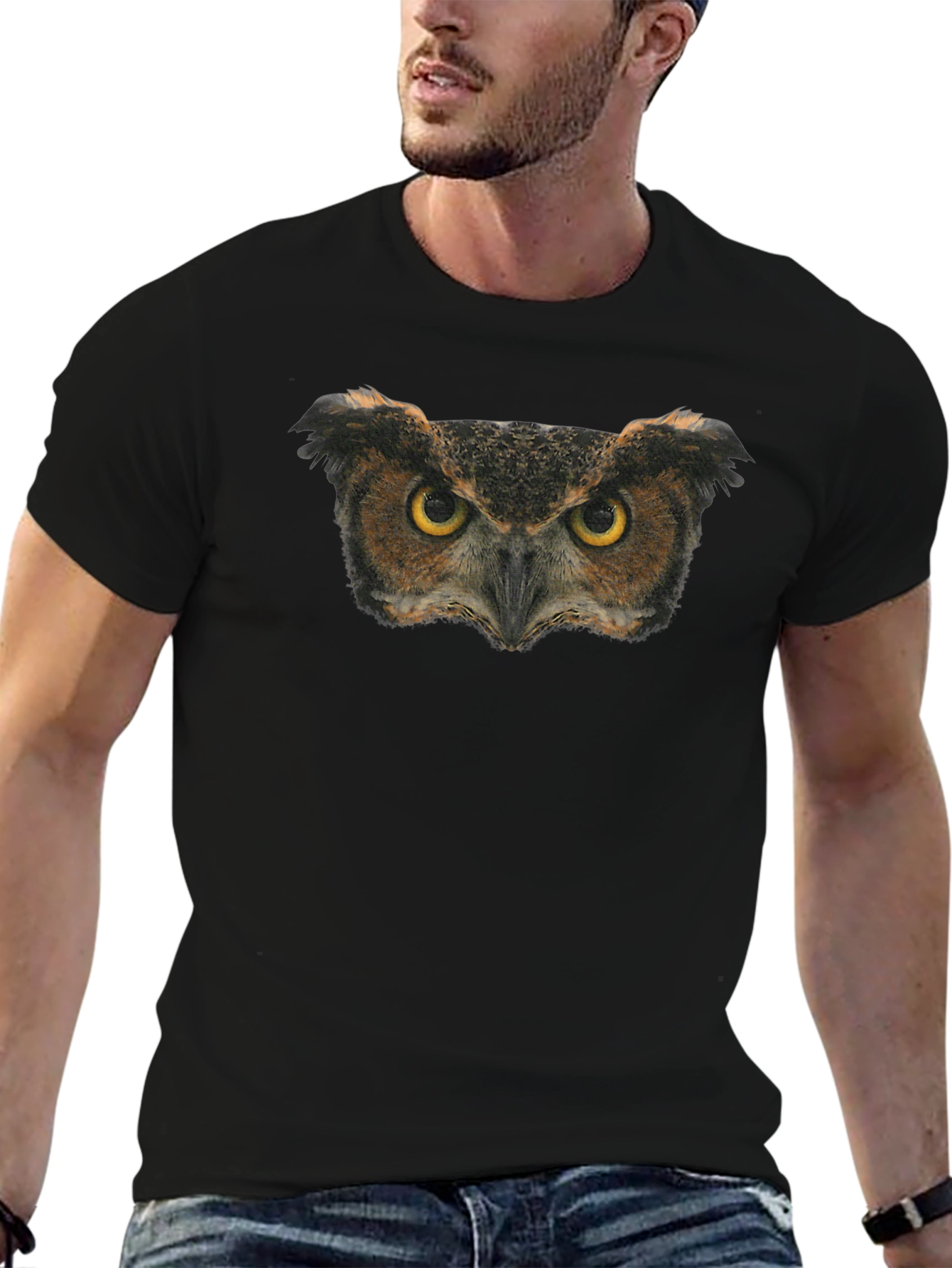 Owl Eyes Graphic Tee - Black Cotton Blend